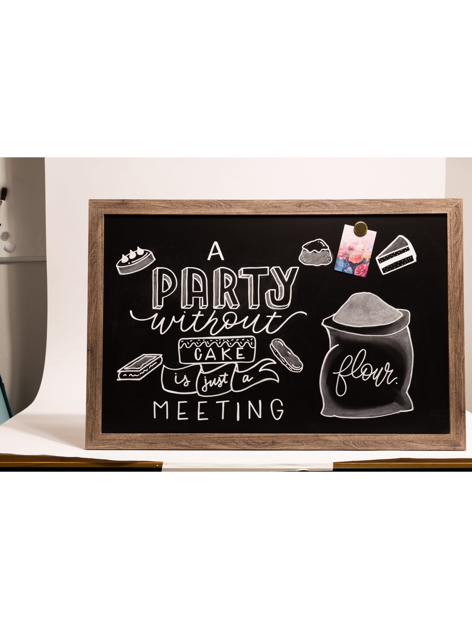 Rustic Frame Magnetic Chalkboard, Brown, Black, 35" x 23", 3 x 2, Black, 35" X 23" Size, Set of 1, 843463145495