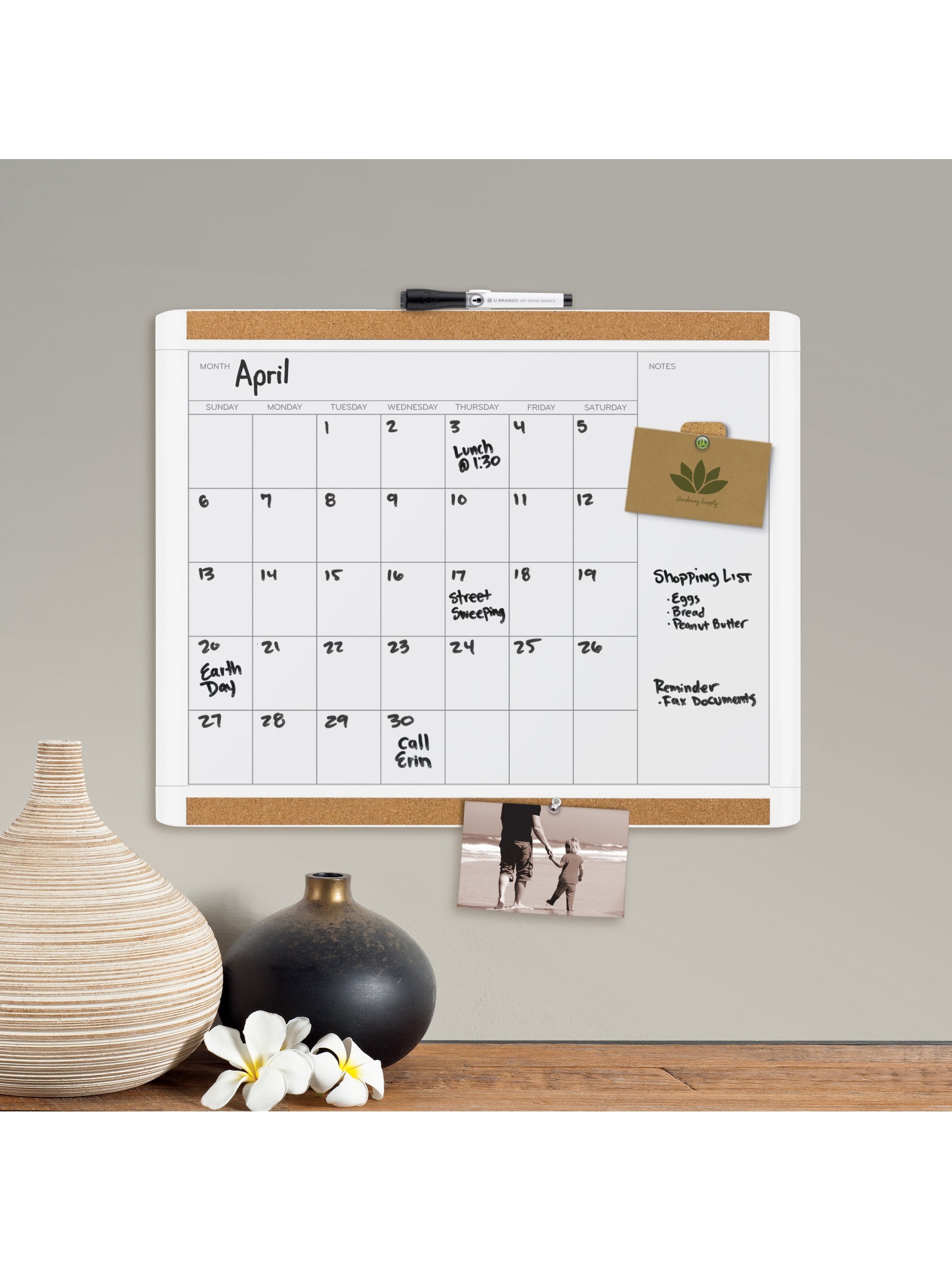 Mod PinIt Frame Dry Erase Calendar Board, Pinit Frame, White, White, 2" x 1", 2' or smaller, White, 2" X 1" Size, Set of 1, 812296024376