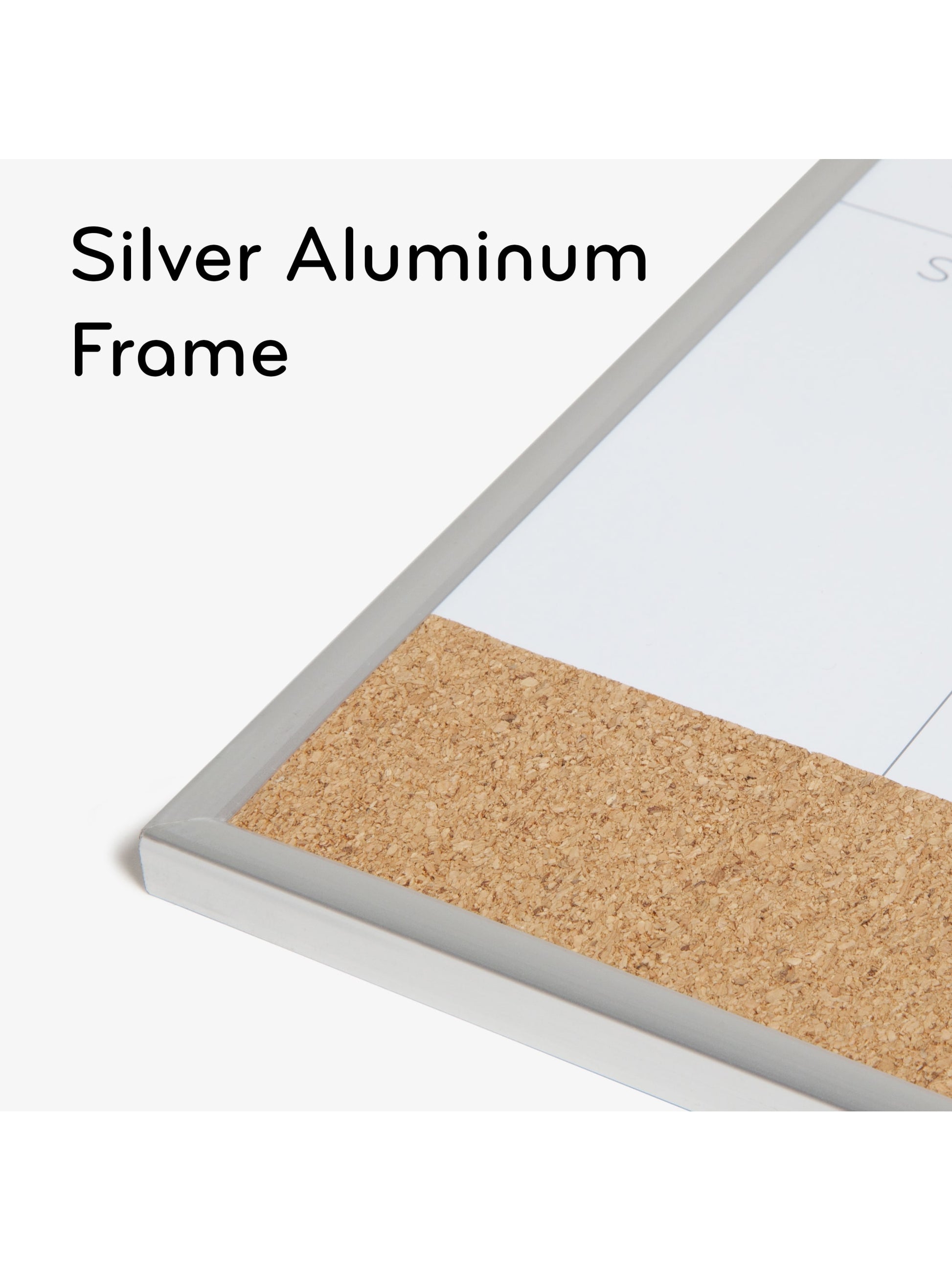 Metal Frame Dry Erase Weekly Combo Board, Silver, White, 18" x 7.5", 2' or Smaller, White, 18" X 7.5" Size, Set of 1, 812296023621