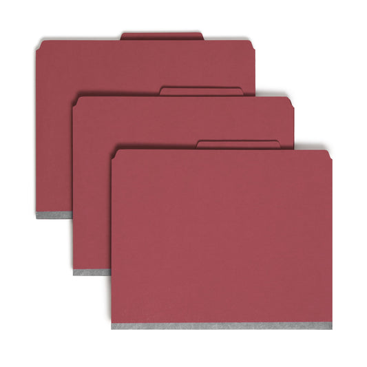 SafeSHIELD® Pressboard Classification File Folders with Pocket Dividers, Bright Red Color, Letter Size, 