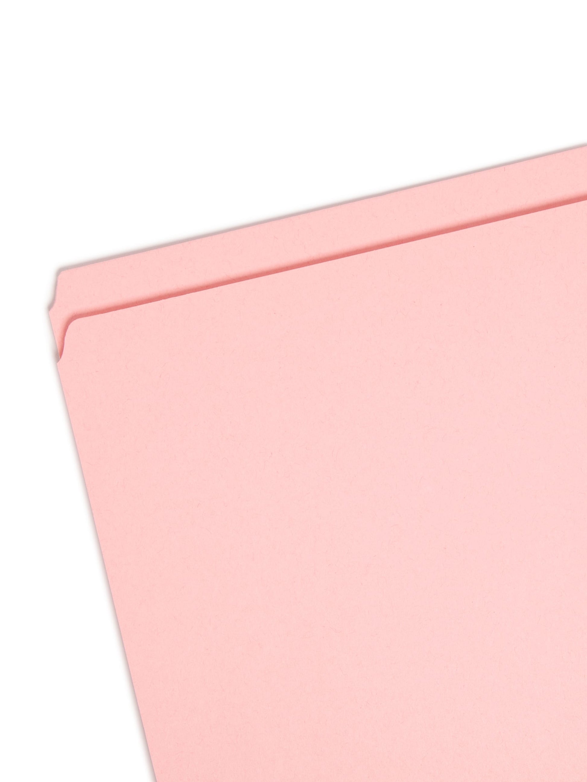 Reinforced Tab File Folders, Straight-Cut Tab, Pink Color, Letter Size, Set of 100, 086486126106