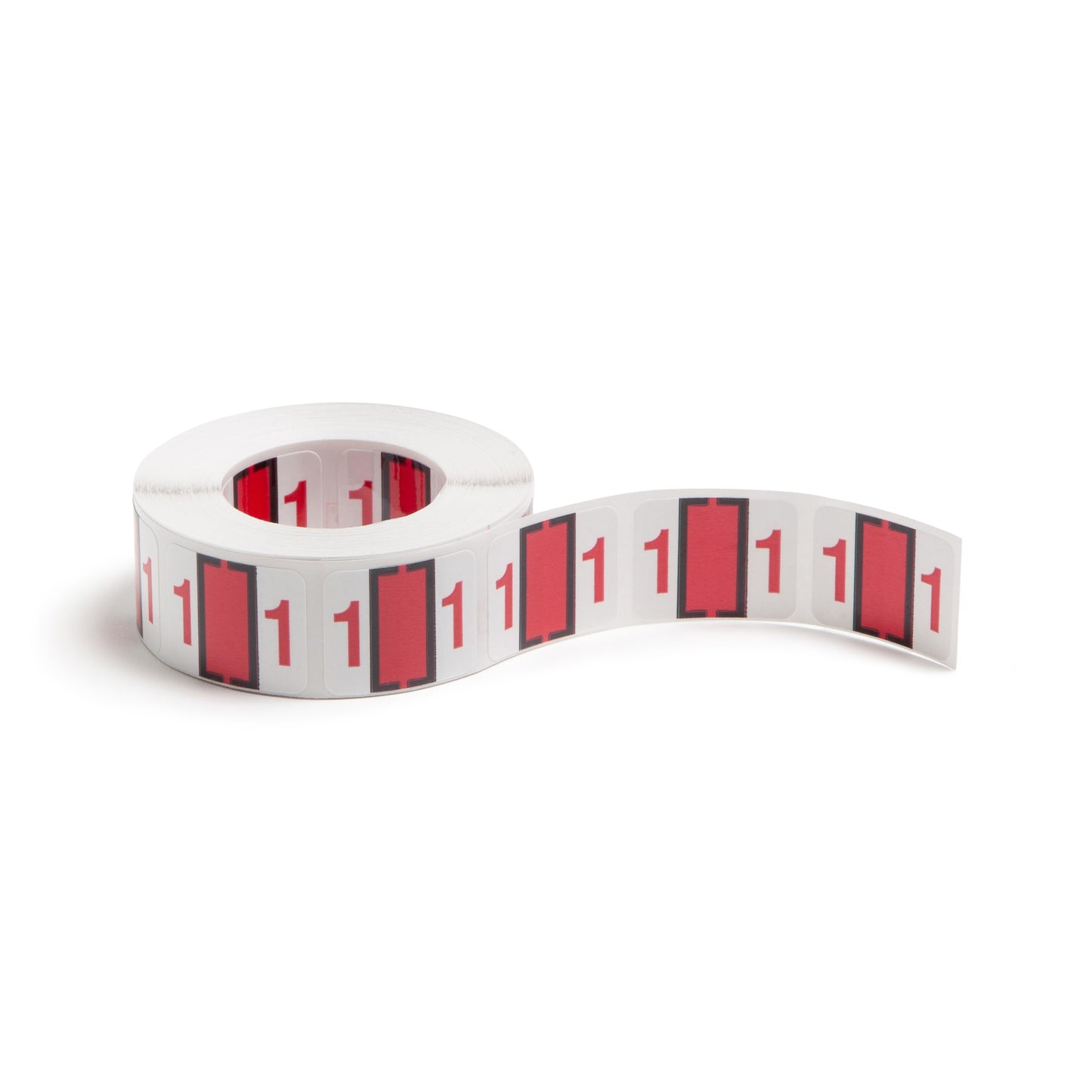 BCCRN Bar Style Color-Coded Numeric Labels, 0-9 Rolls, Red Color, 1-1/4" X 1" Size, Set of 50, 086486673716