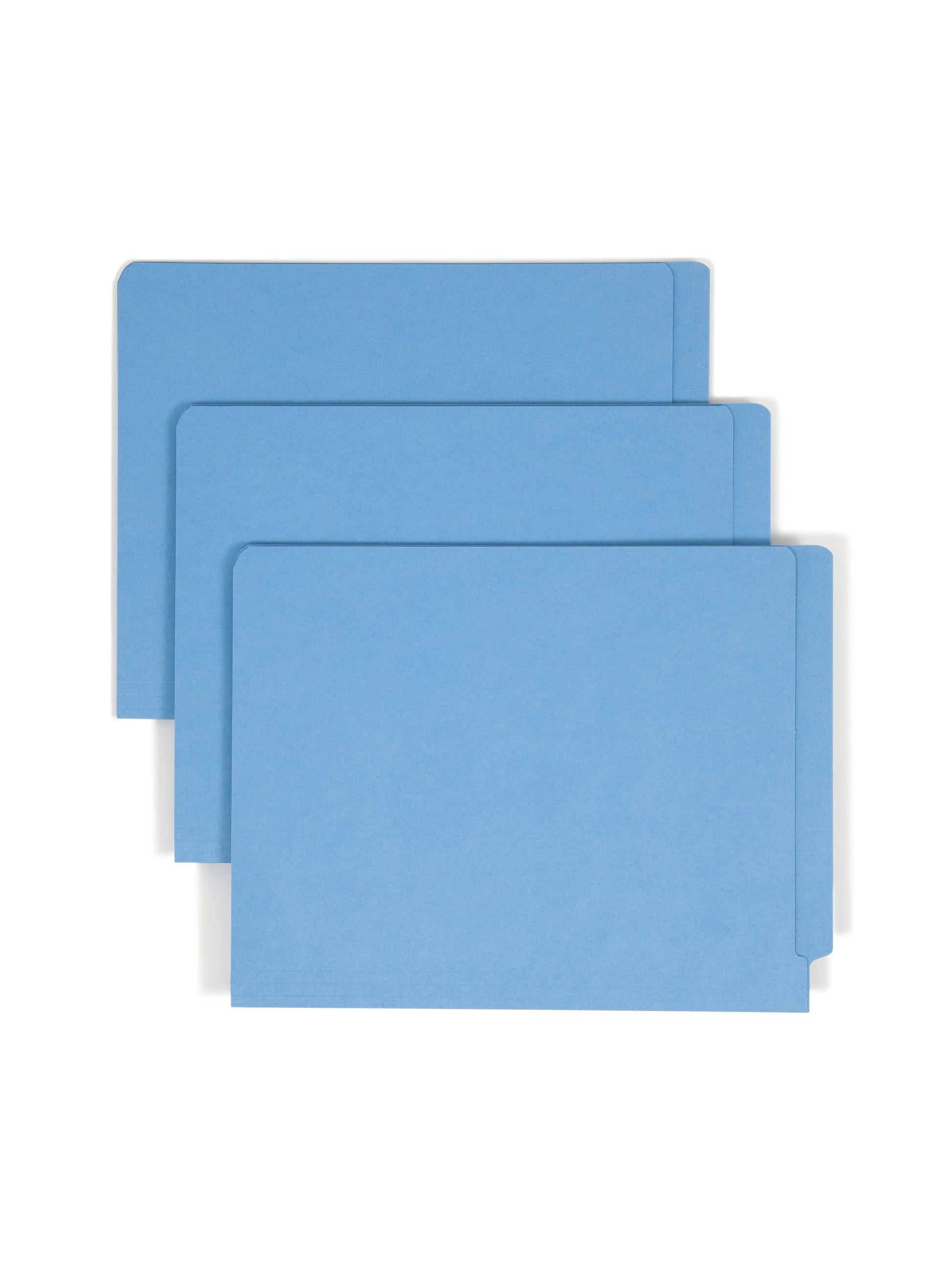 WaterShed® CutLess® End Tab Fastener File Folders, Straight-Cut Tab, Blue Color, Letter Size, 086486250504