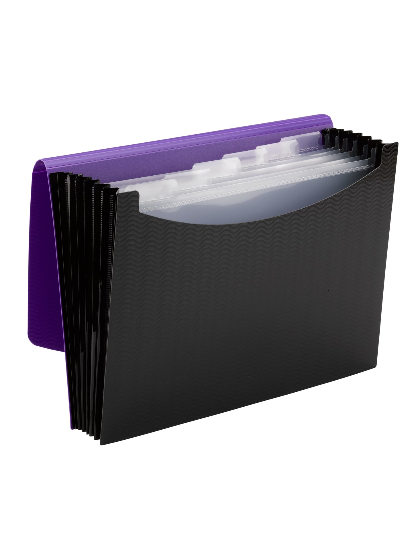 Poly Expanding Files with Flap, 6 Pockets, Wave Pattern, Purple Color, Letter Size, Set of 1, 086486708821