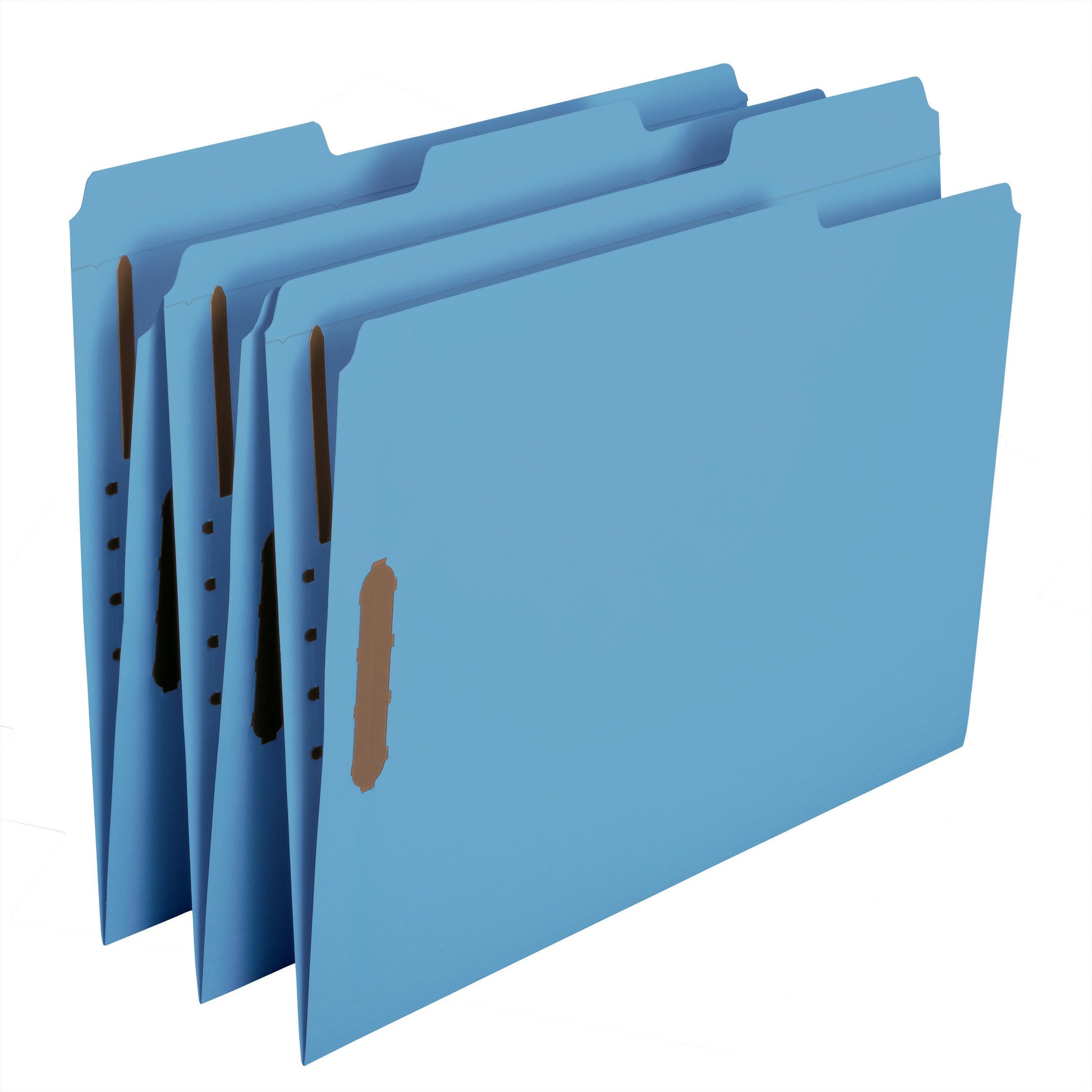 Reinforced Tab Fastener File Folders, 1/3-Cut Tab, 2 Fasteners, Blue Color, Letter Size, Set of 50, 086486120401