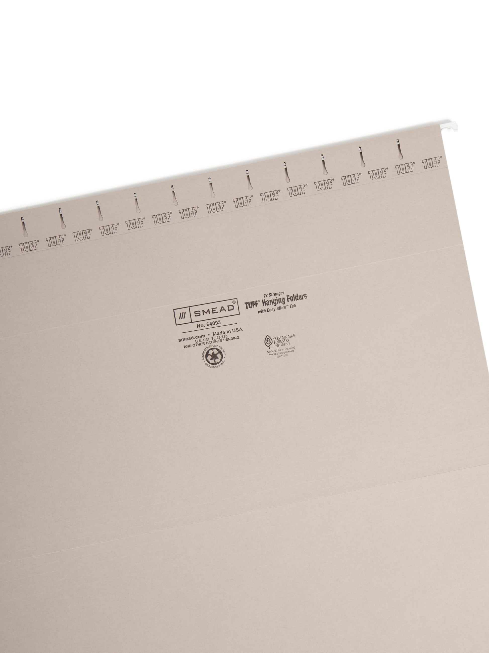 TUFF® Hanging File Folders with Easy Slide® Tabs, Gray Color, Legal Size, Set of 1, 086486640930
