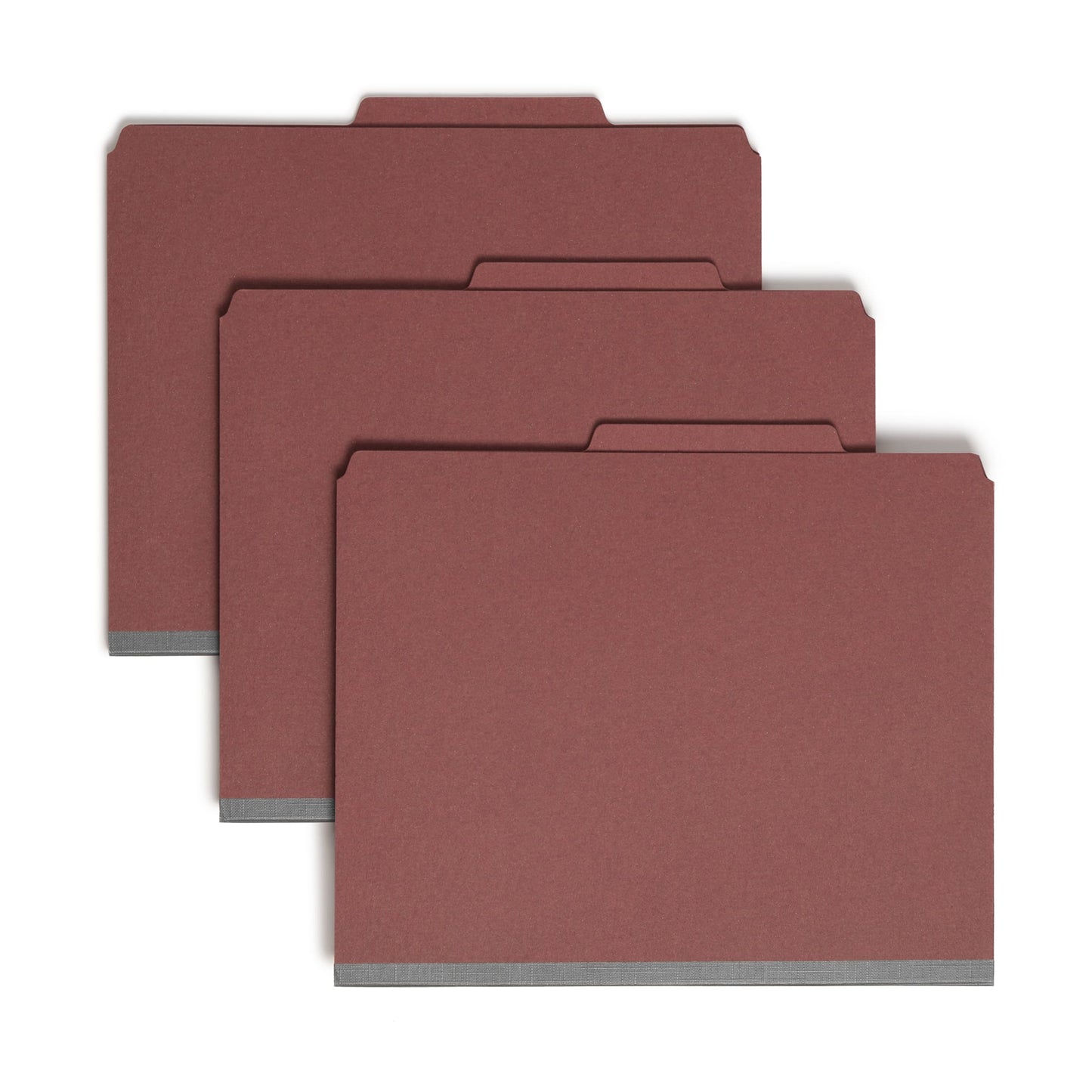 SafeSHIELD® Pressboard Classification File Folders, 3 Dividers, 3 inch Expansion, 2/5-Cut Tab, Red Color, Letter Size, Set of 10, 30086486140929