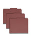 SafeSHIELD® Pressboard Classification File Folders, 3 Dividers, 3 inch Expansion, 2/5-Cut Tab, Red Color, Letter Size, Set of 10, 30086486140929
