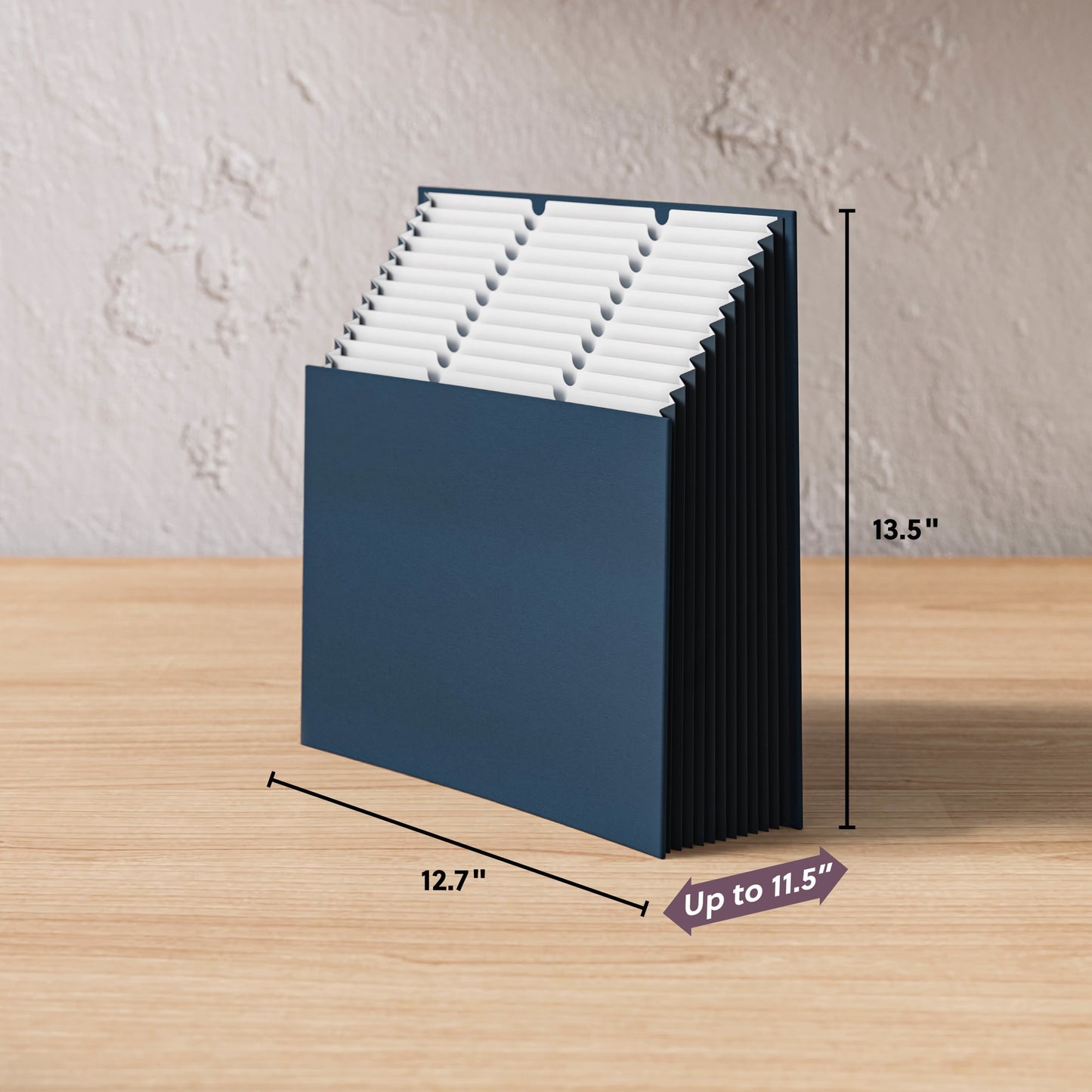 Expanding Stadium® File, 12 Pockets, Navy Color, 13.6" X 12.25" X 1.88" Size, Set of 1, 086486702119