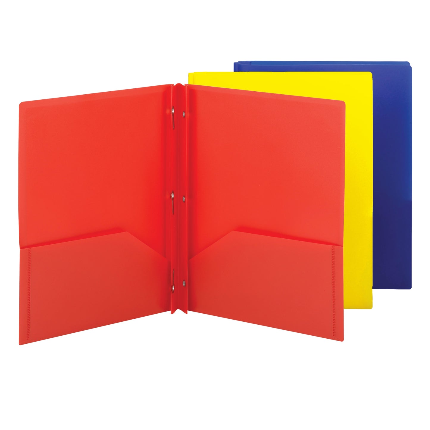 Poly Two-Pocket Folders with Fasteners, Assorted Colors Color, Letter Size, Set of 3, 086486877381