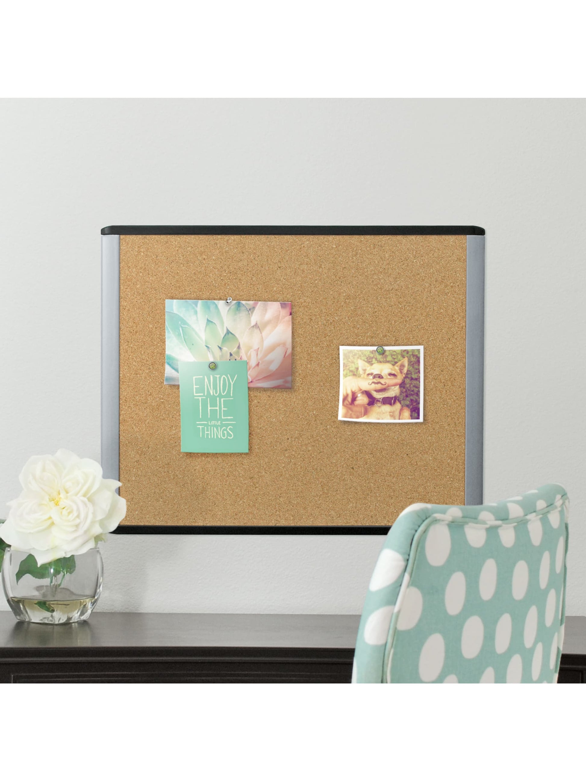 Mod Frame Cork Board, Black and Grey, Natural, 2" x 1", 2' or smaller, Natural, 2" X 1" Size, Set of 1, 812296023904
