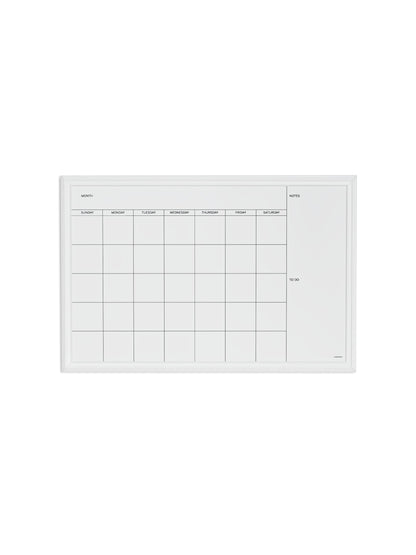 U Brands White Décor Frame Magnetic Dry Erase Calendar Board, 30" x 20"