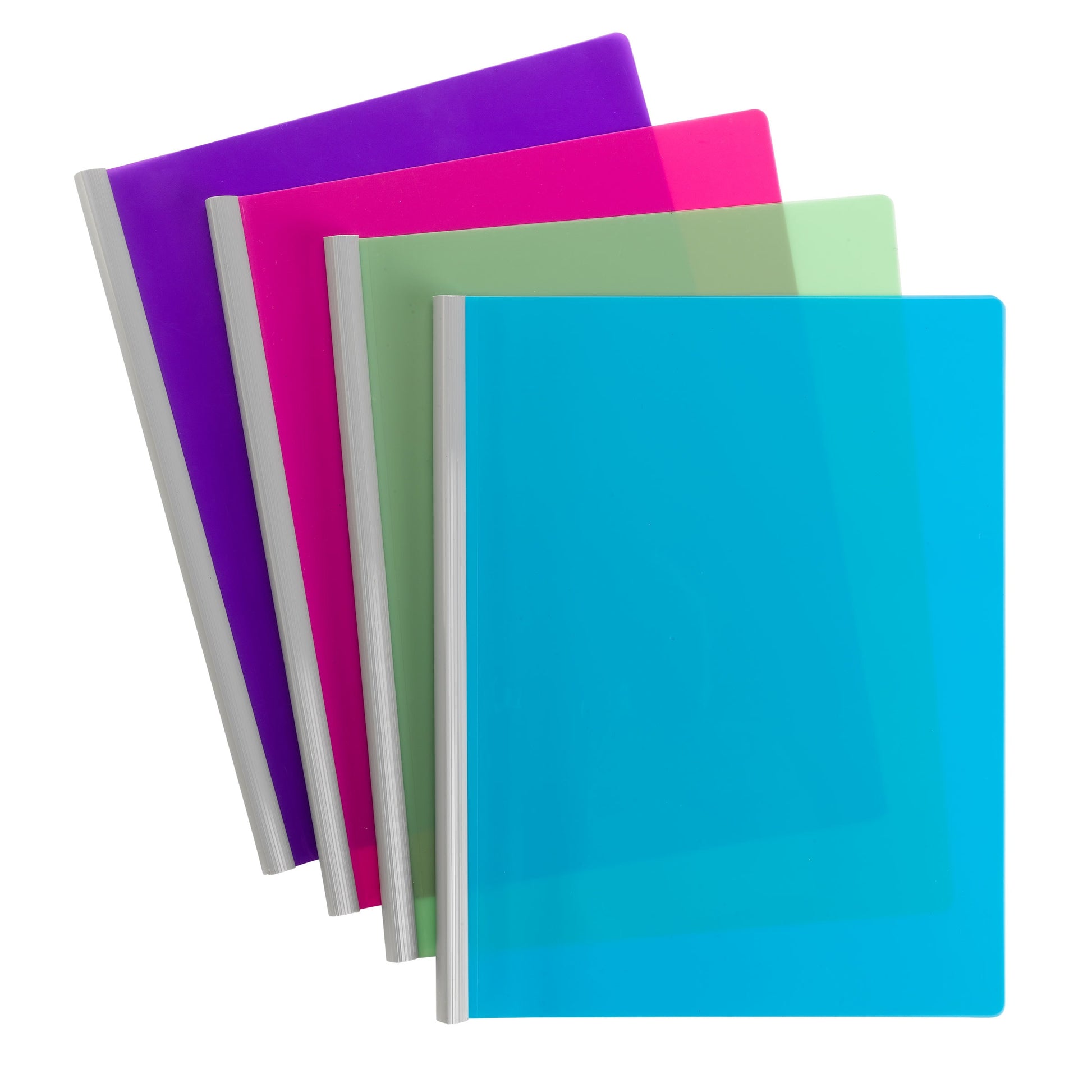 Poly Report Covers With Sliding Bar, Assorted Colors Color, Letter Size, Set of 4, 086486860475