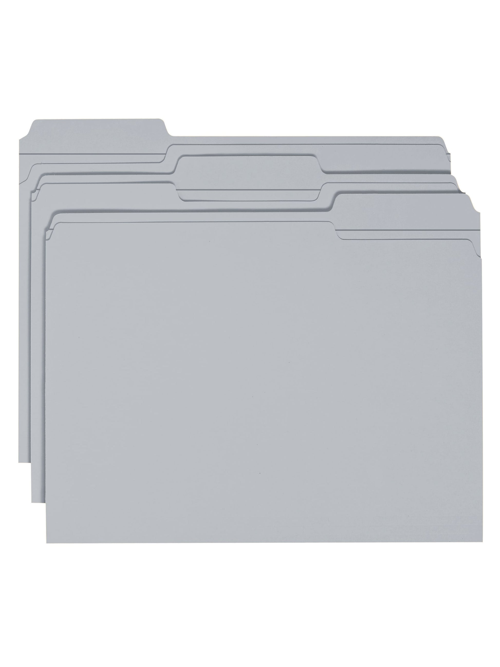 Reinforced Tab File Folders, 1/3-Cut Tab, Gray Color, Letter Size, Set of 100, 086486123341