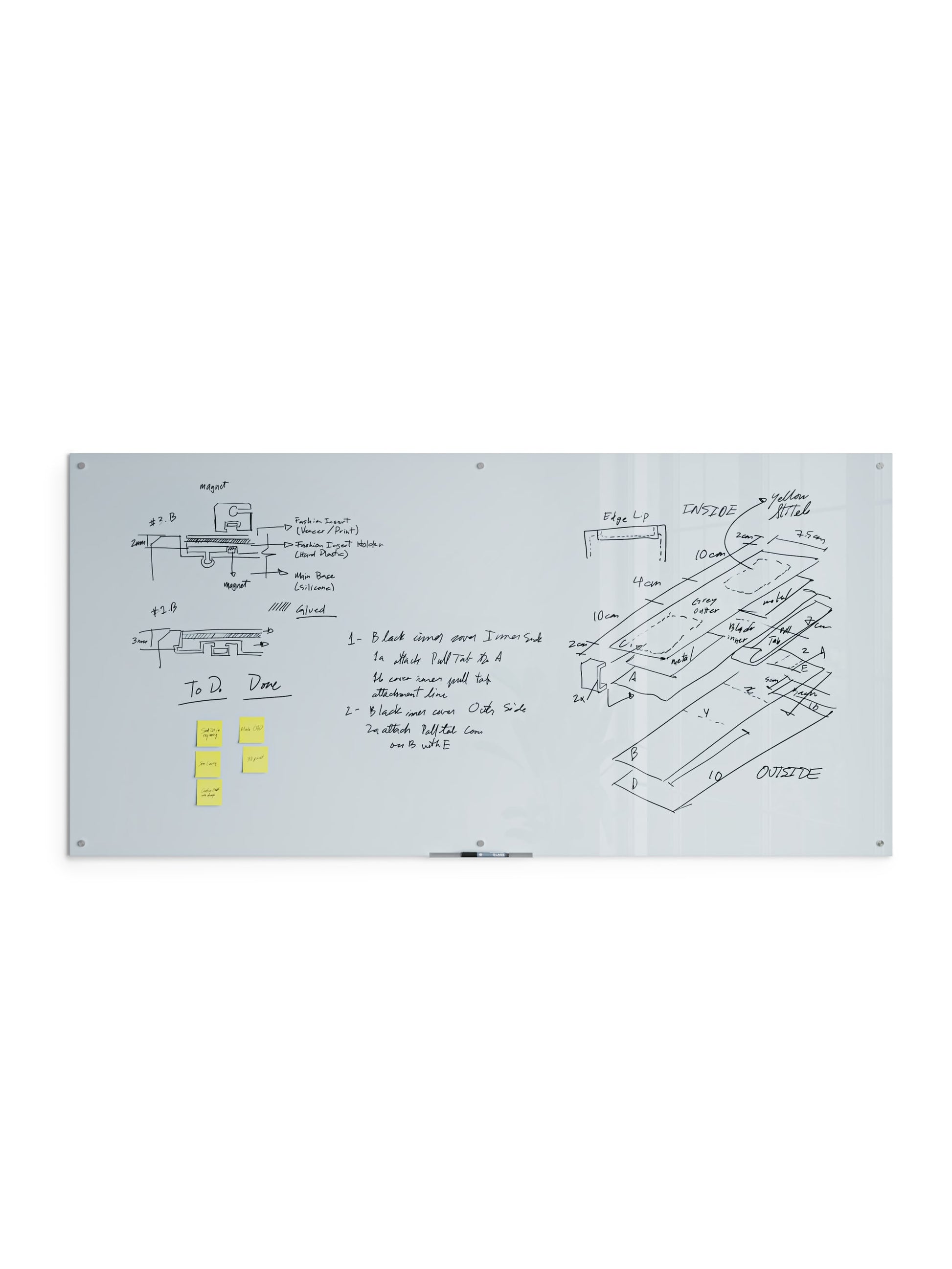 Frameless Glass Non-Magnetic Dry Erase Board, N/A, White, 96" x 47", 8 x 4, White, 96" X 47" Size, Set of 1, 817894027972