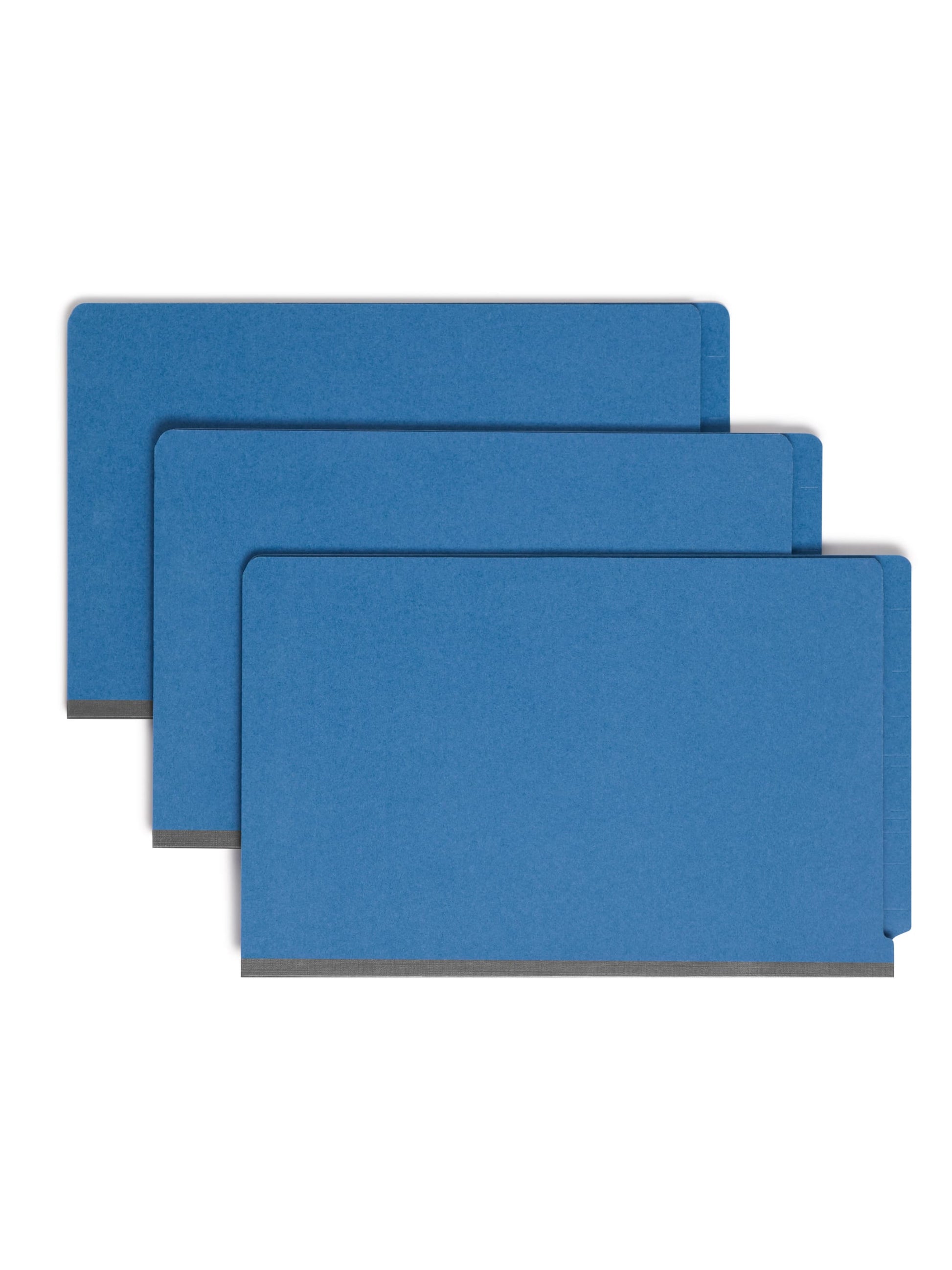 SafeSHIELD® Pressboard End Tab Classification File Folders, Straight-Cut Tab, 2 inch Expansion, 2 Divider, Dark Blue Color, Legal Size, Set of 10, 30086486297845