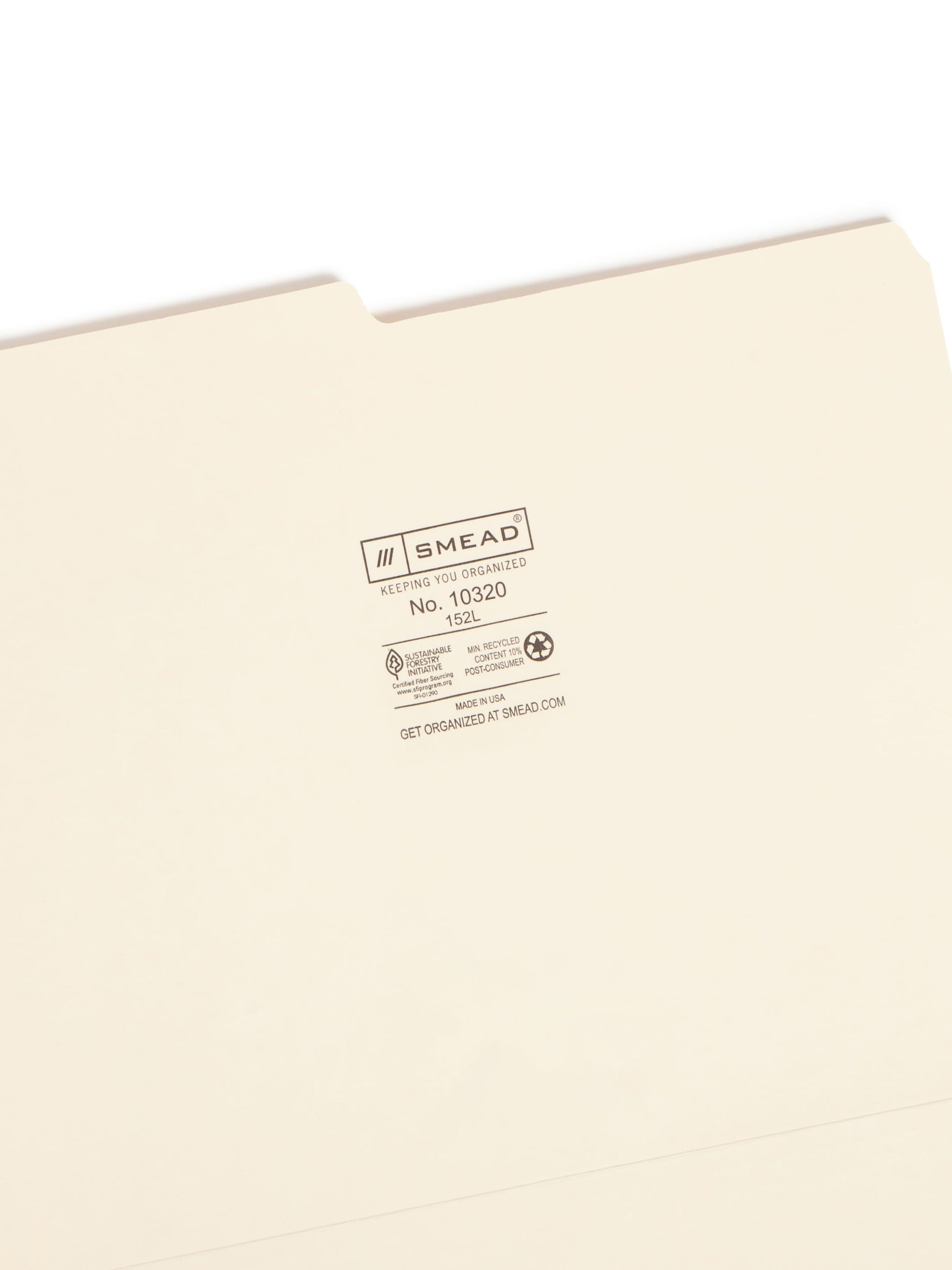 Standard File Folders, 1/2-Cut Tab, Manila Color, Letter Size, Set of 100, 086486103206