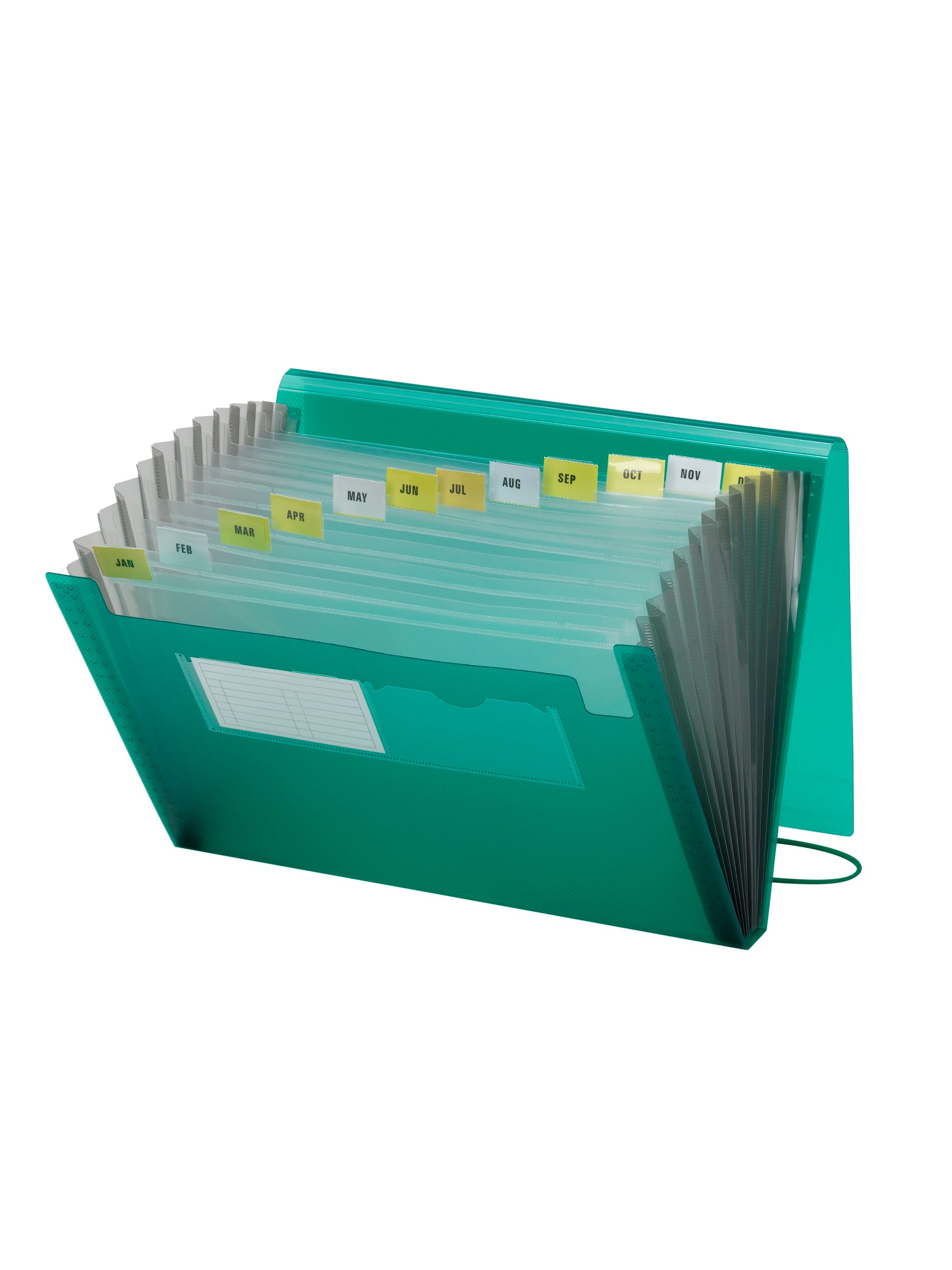 Poly Expanding Files with Flap, 12 Pockets, Green Color, Letter Size, Set of 1, 086486708784