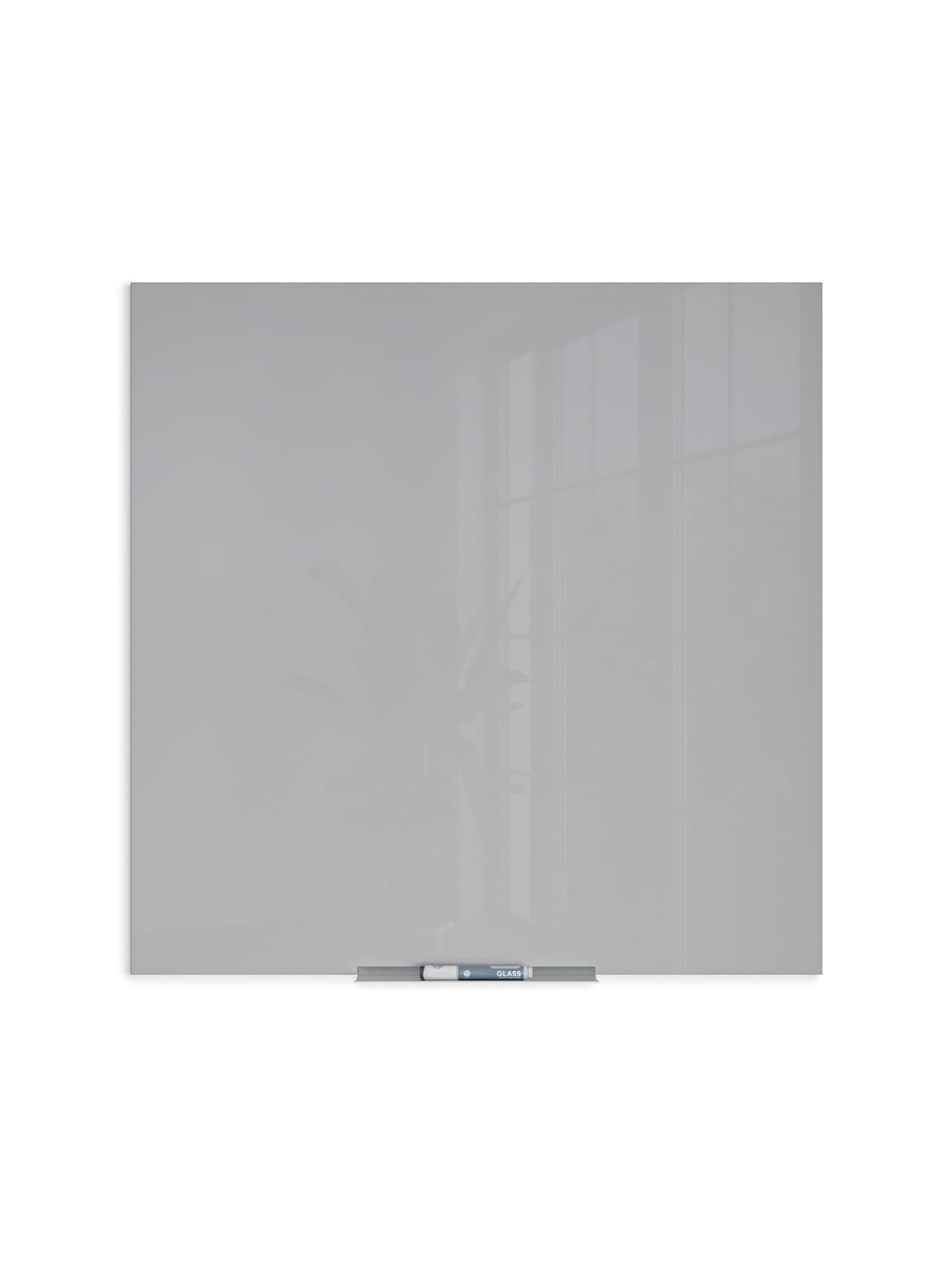 Floating Glass Non-Magnetic Dry Erase Board, Gray, 35" x 35", 3 x 3, Gray, 35" X 35" Size, Set of 1, 817894029075