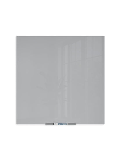 Floating Glass Non-Magnetic Dry Erase Board, Gray, 35" x 35", 3 x 3, Gray, 35" X 35" Size, Set of 1, 817894029075