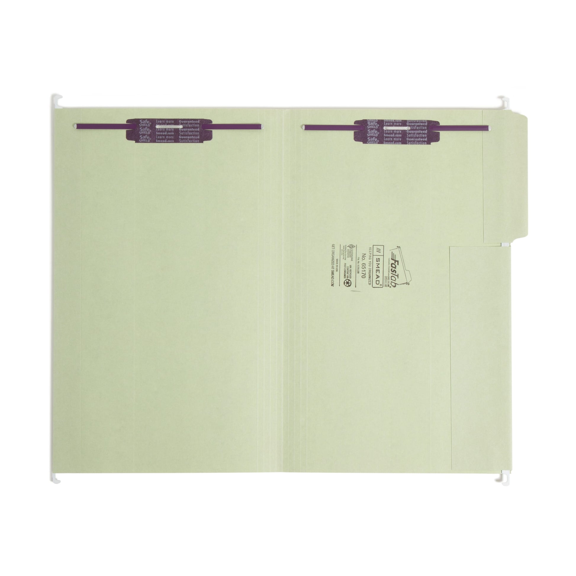 FasTab®/SafeSHIELD® Hanging File Fastener Folders, 1/3-Cut Tab, Moss Green Color, Legal Size, Set of 1, 086486651707