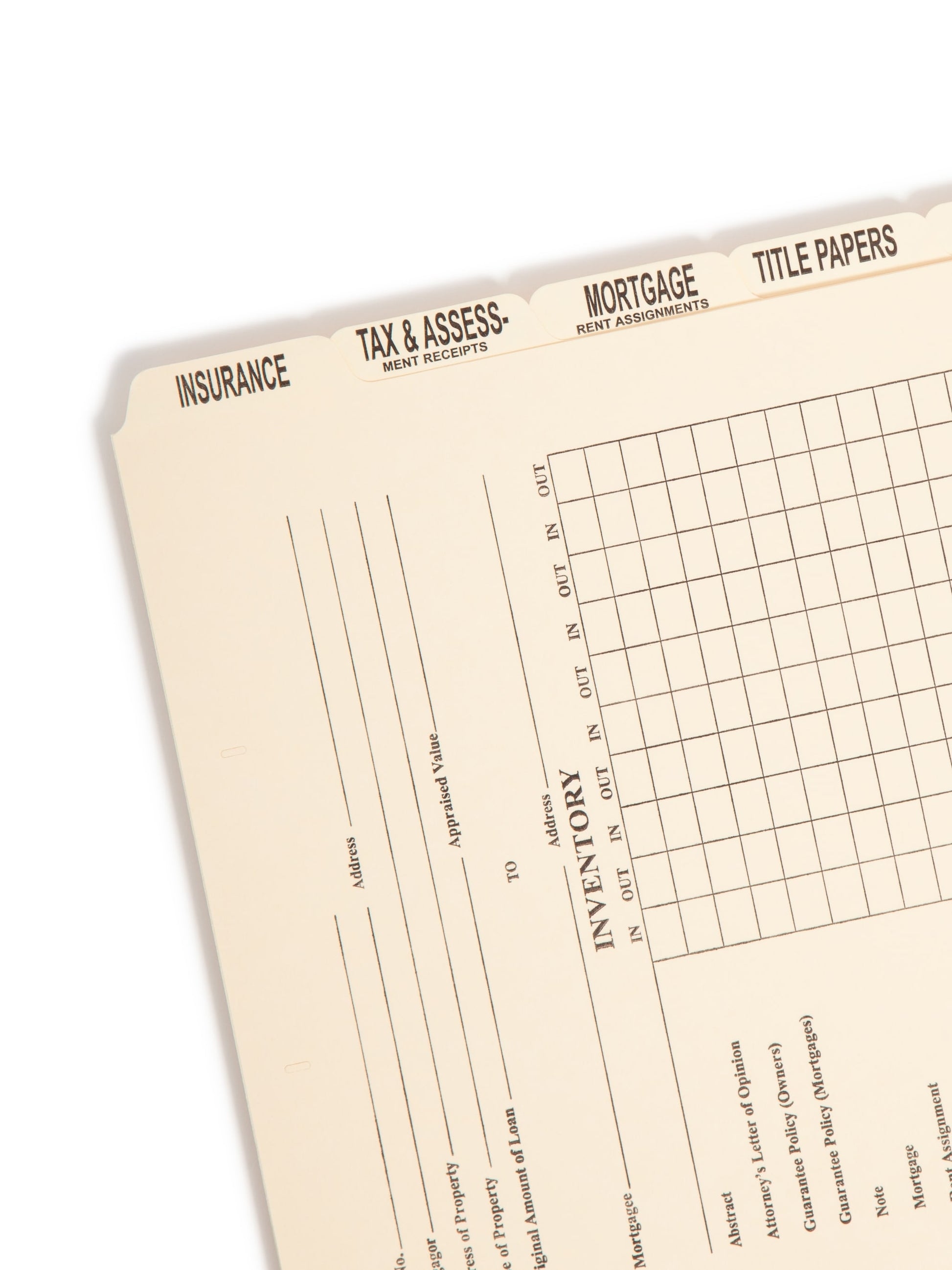 Pressboard Mortgage File Folder Dividers, Manila Color, Legal Size, Set of 0, 30086486782785