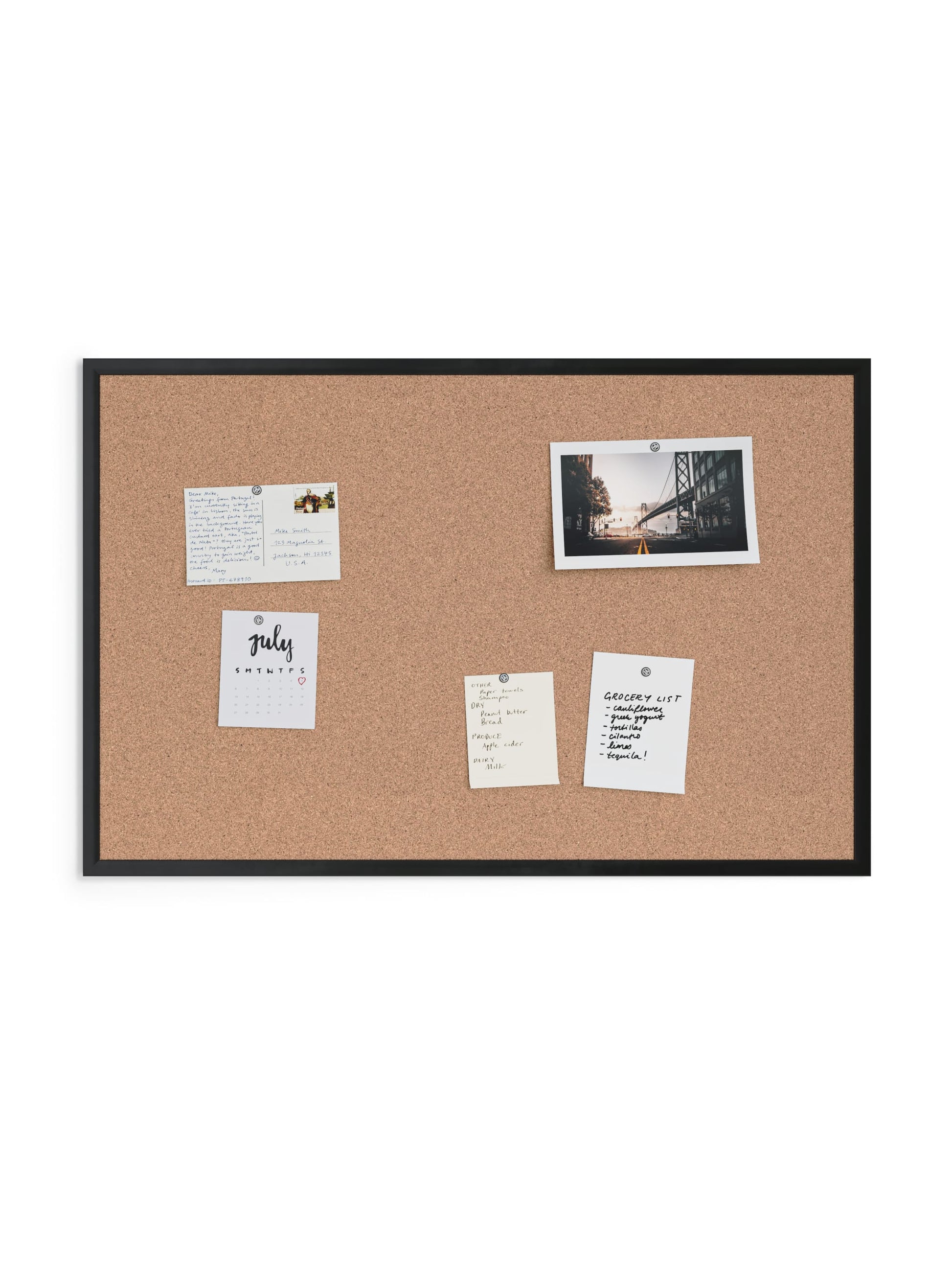 Metal Frame Cork Board, Black, Brown, 35" x 23", 3 x 2, Brown, 35" X 23" Size, Set of 1, 817894028801