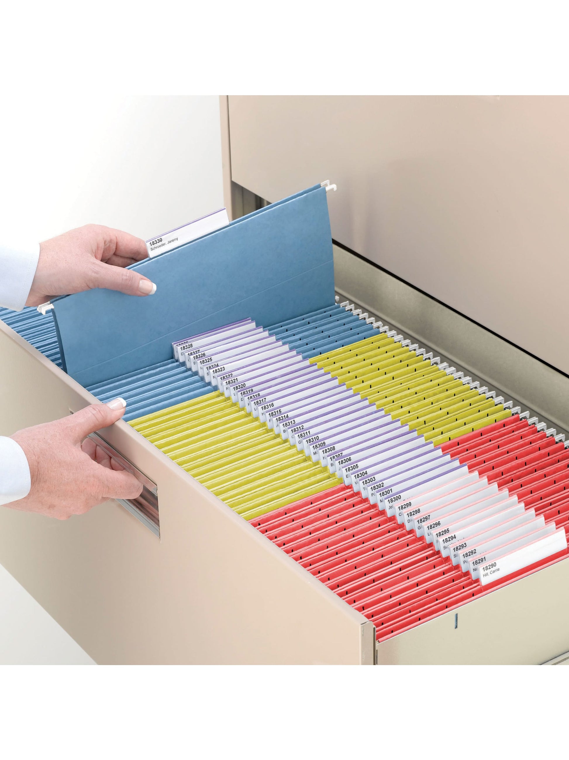 TUFF® Hanging File Folders with Easy Slide® Tabs, Assorted Colors Color, Letter Size, Set of 15, 086486640404