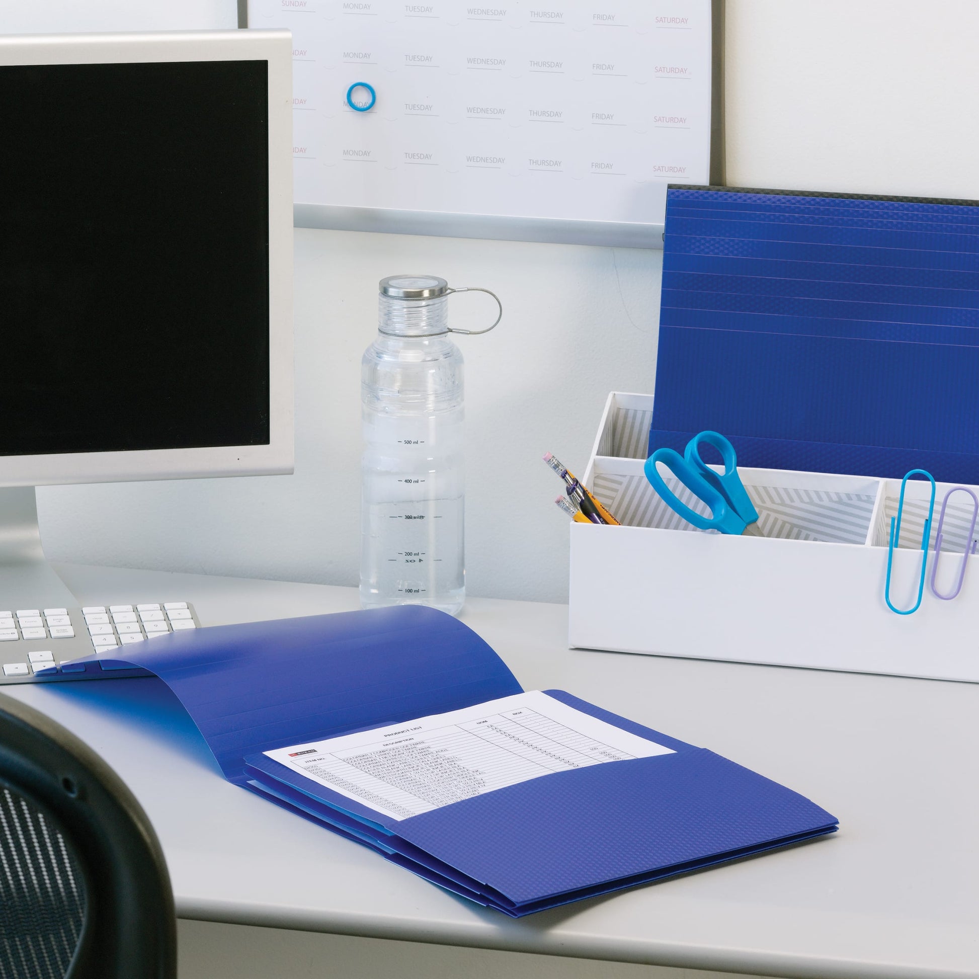Organized Up® Poly Stackit® Organizers, Dark Blue Color, Letter Size, Set of 2, 086486870061