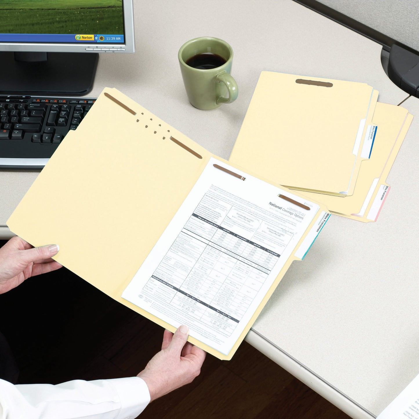 Reinforced Tab Fastener File Folders, 1/3-Cut Tab, 2 Fasteners, Manila Color, Legal Size, Set of 50, 086486195379