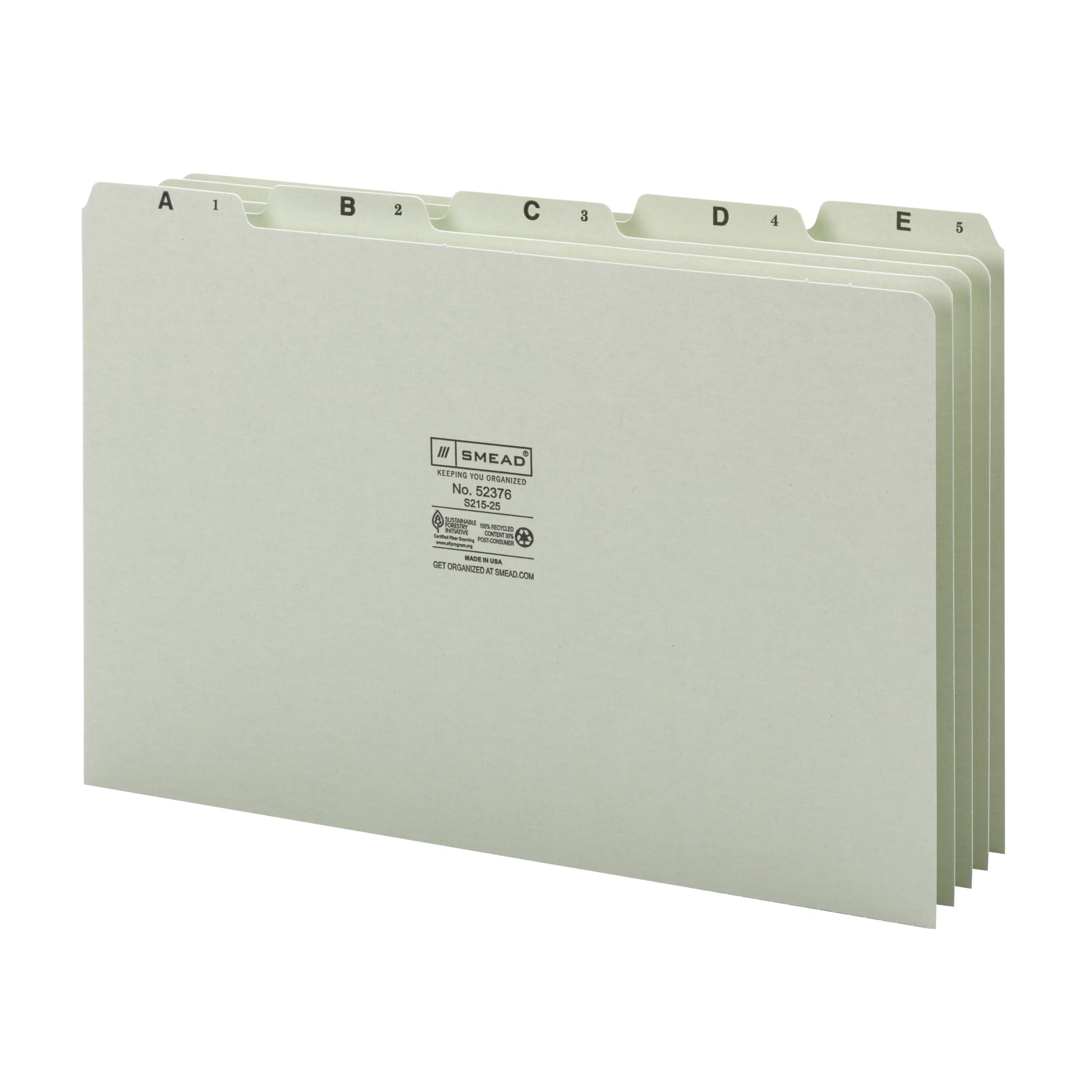 Heavyweight Filing Guides with Alphabetic Indexing, Gray/Green Color, Legal Size, Set of 25, 086486523769
