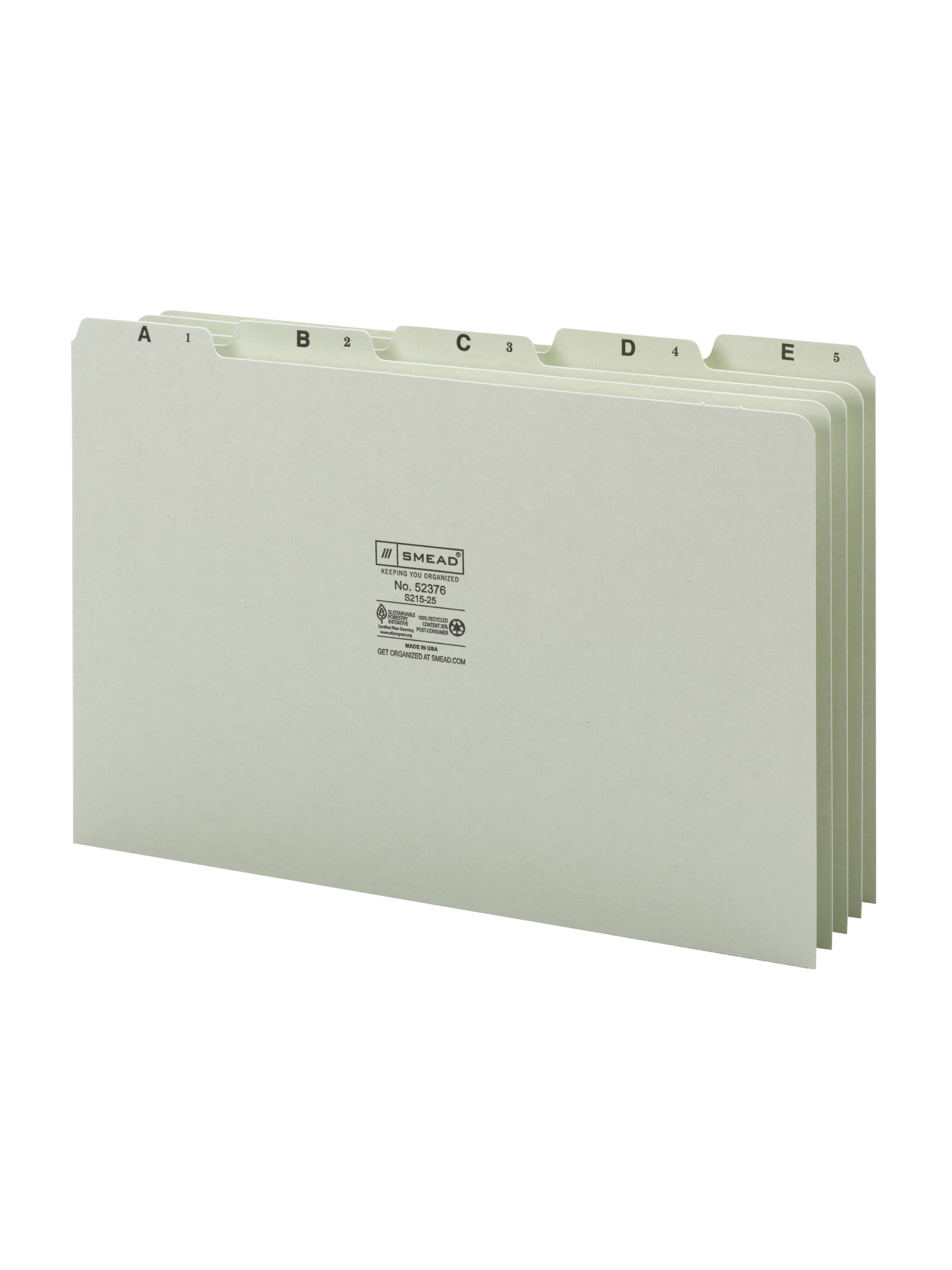 Heavyweight Filing Guides with Alphabetic Indexing, Gray/Green Color, Legal Size, Set of 25, 086486523769