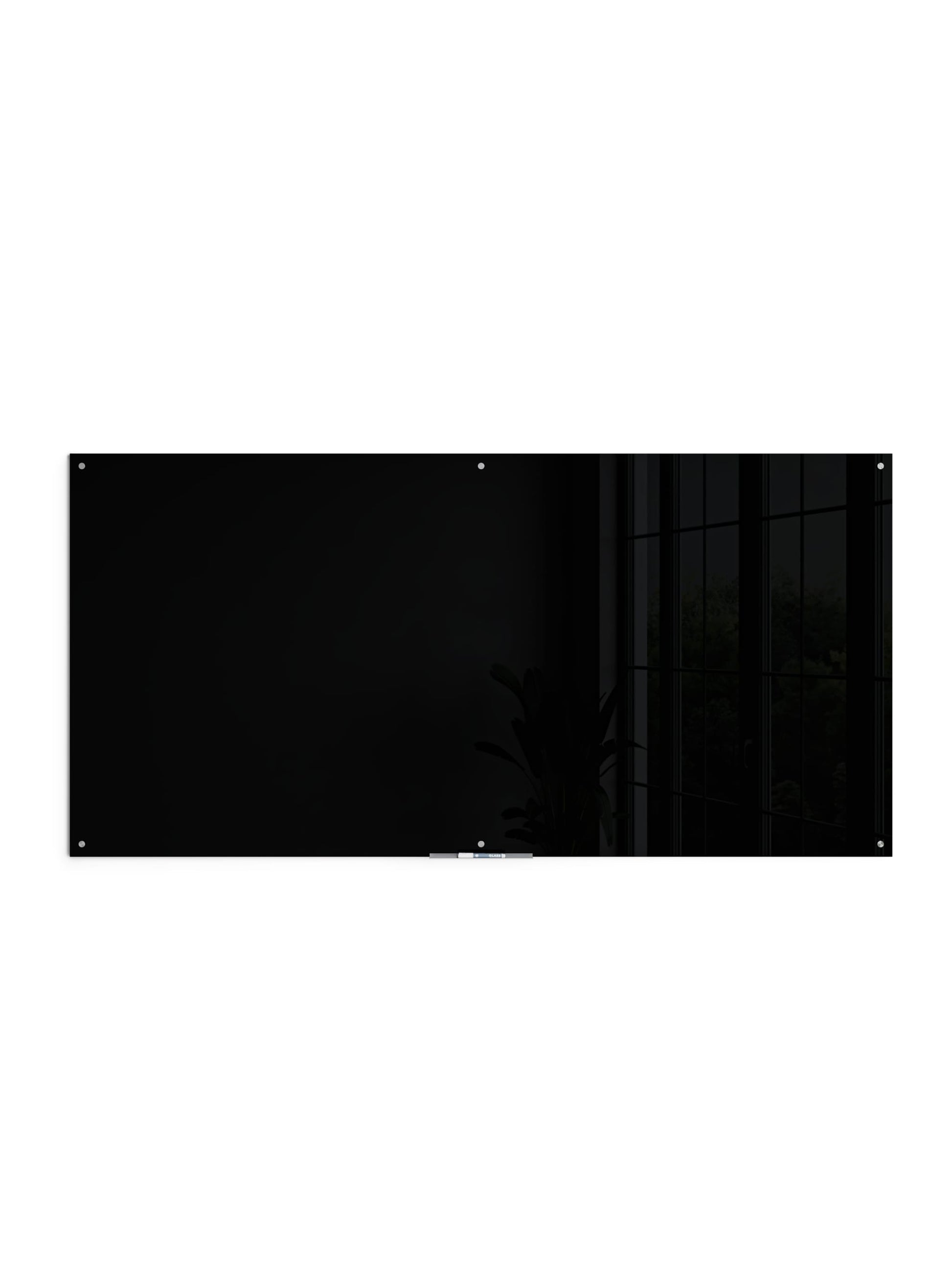 Frameless Glass Non-Magnetic Dry Erase Board, N/A, Black, 96" x 47", 8 x 4, Black, 96" X 47" Size, Set of 1, 843463130156