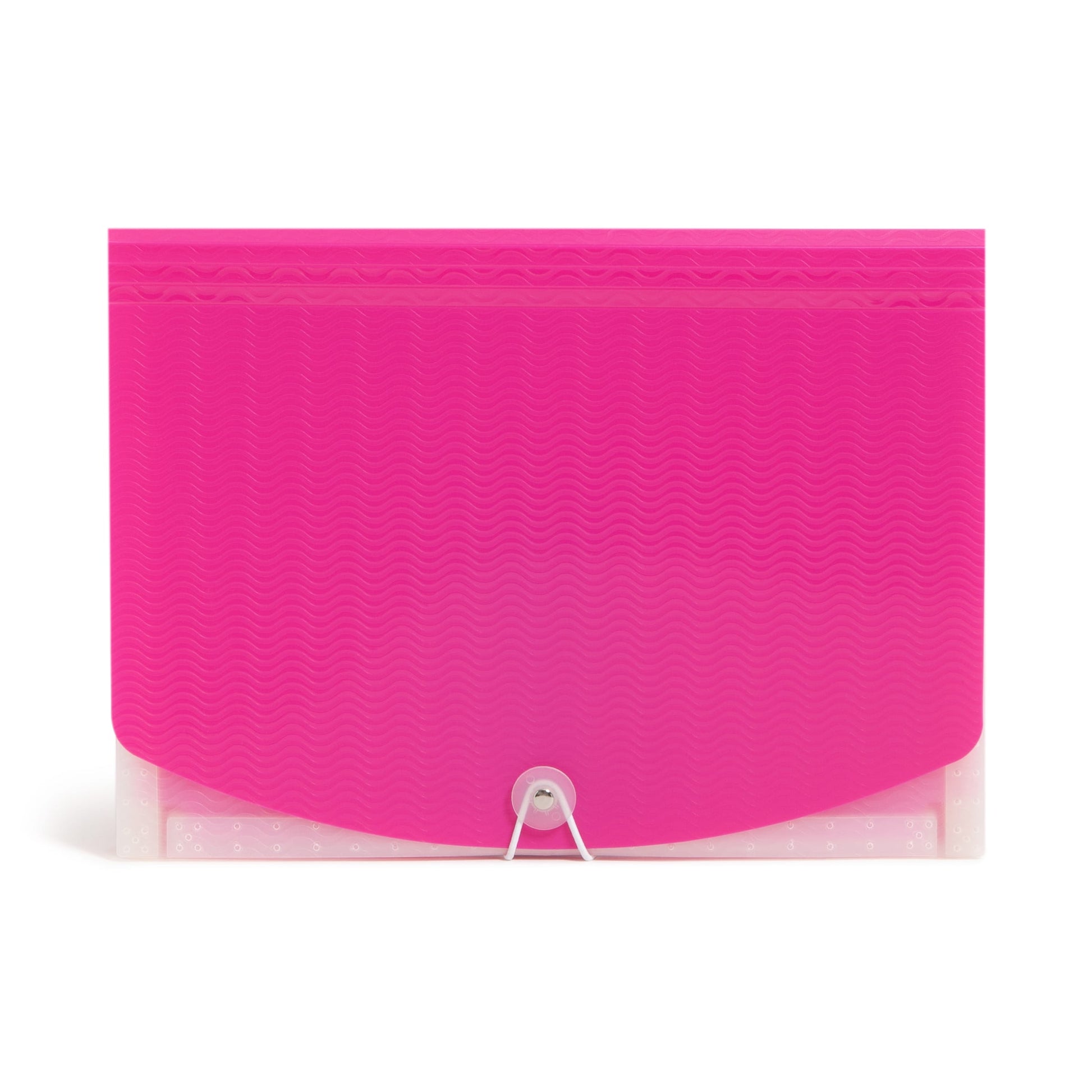Poly Expanding Files with Flap, 6 Pockets, Wave Pattern, Pink Color, Letter Size, Set of 1, 086486708746