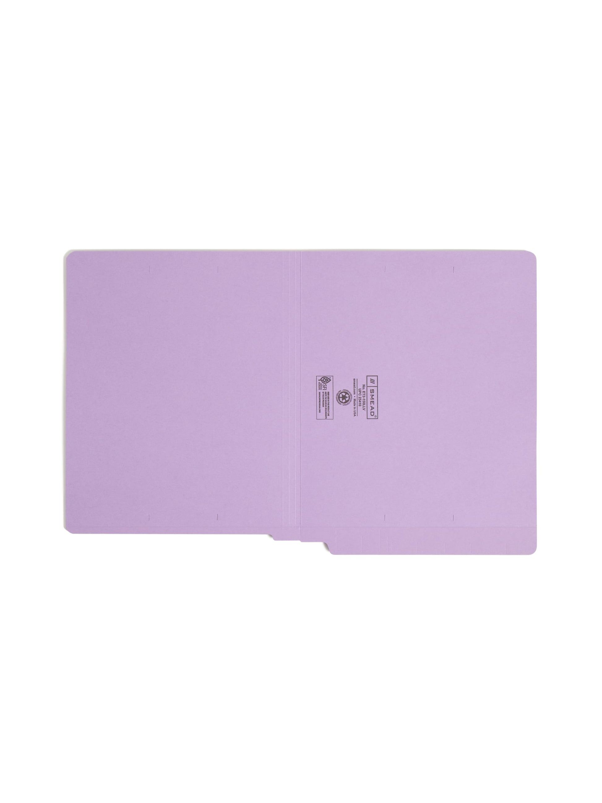 Shelf-Master® Reinforced Tab End Tab File Folders, Straight-Cut Tab, Lavender Color, Letter Size, Set of 100, 086486254106