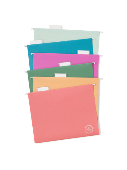 U-Eco Hanging File Folders, U-Eco, 1/5 Cut, 0.5" Expansion, Assorted Colors, Assorted Colors, Set of 12, 843463165967