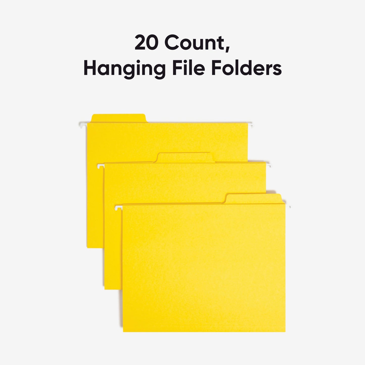 FasTab® Hanging File Folders, 1/3-Cut Tab, Yellow Color, Letter Size, Set of 20, 086486640978