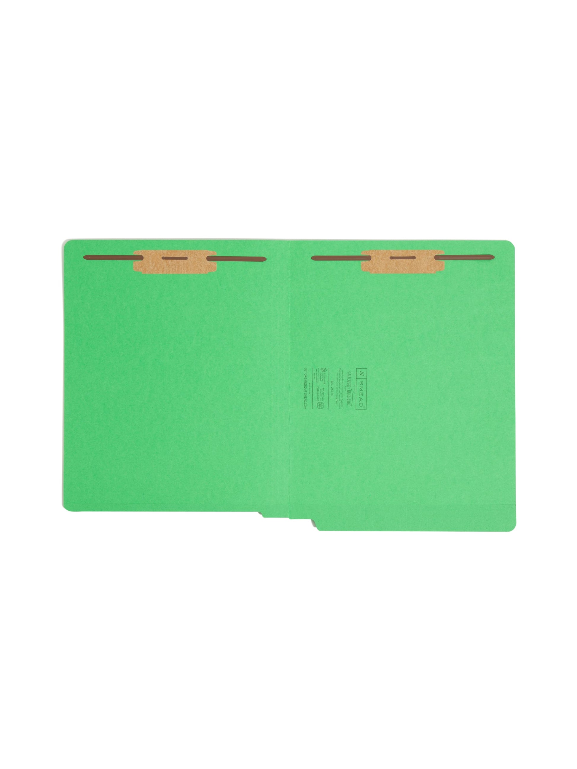 WaterShed® CutLess® End Tab Fastener File Folders, Straight-Cut Tab, Green Color, Letter Size, 086486251501