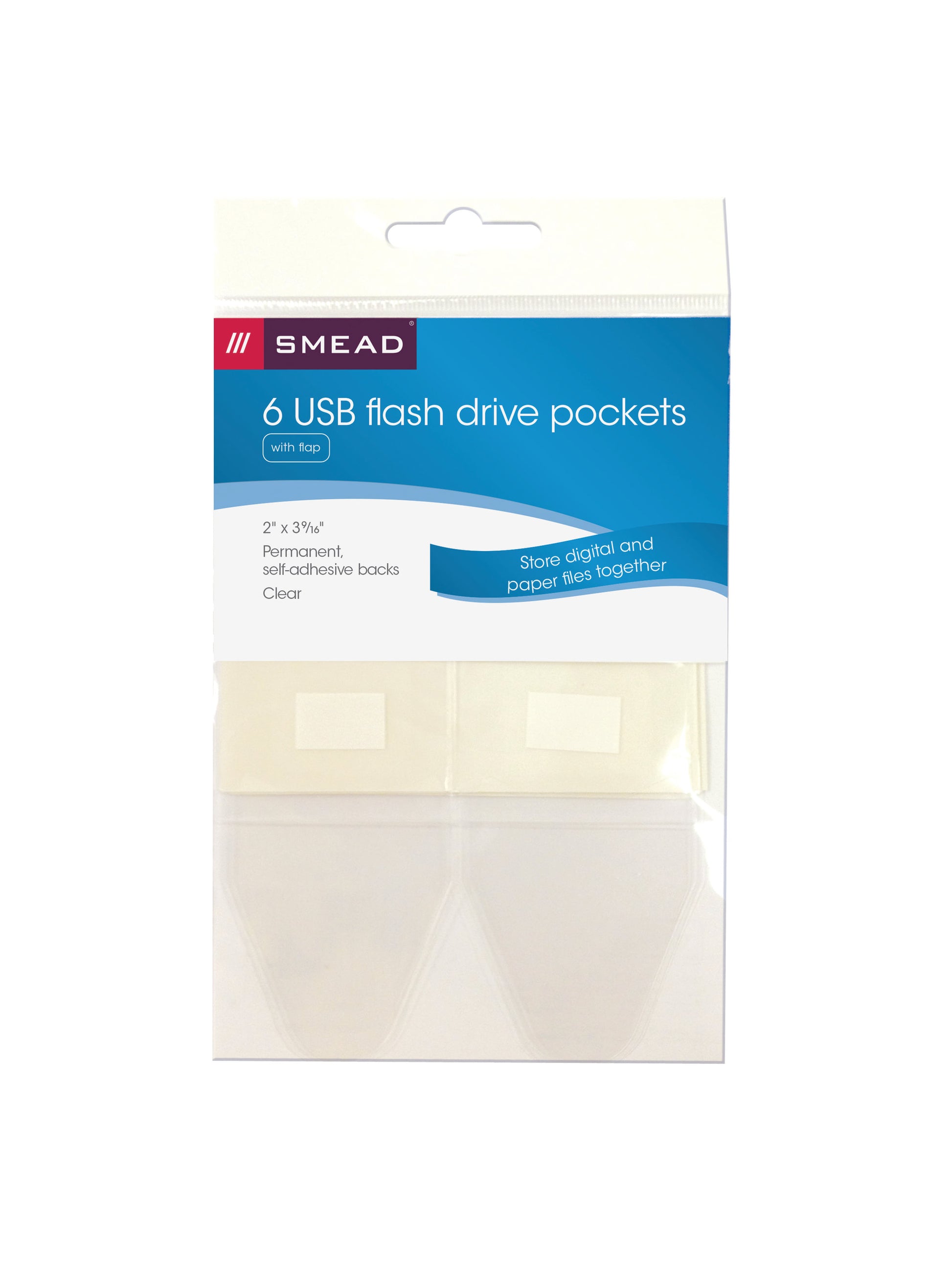 Self-Adhesive Poly Pockets, Clear Color, 3-9/16" X 2" Size, Set of 1, 086486681506