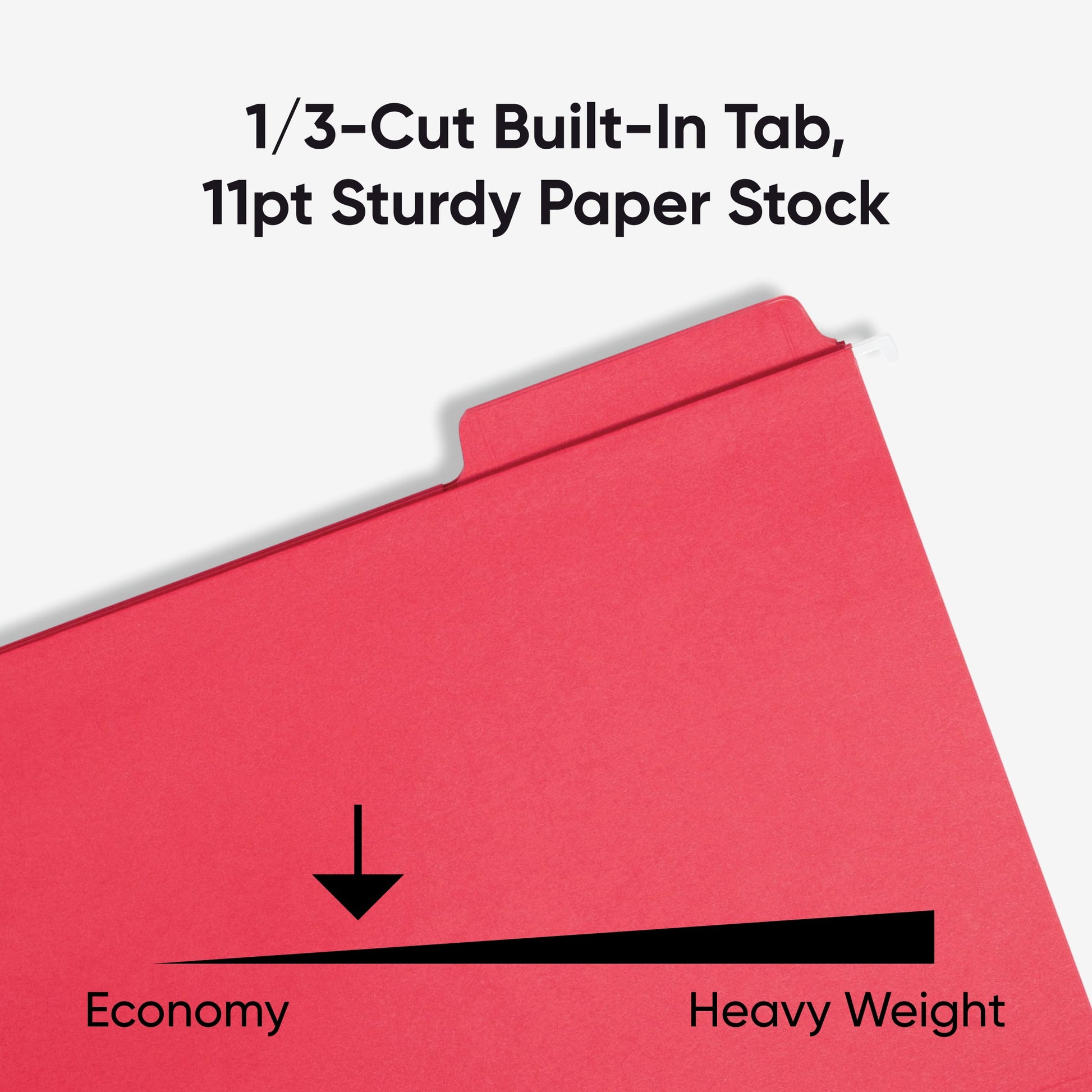 FasTab® Hanging File Folders, 1/3-Cut Tab, Red Color, Letter Size, Set of 20, 086486640961