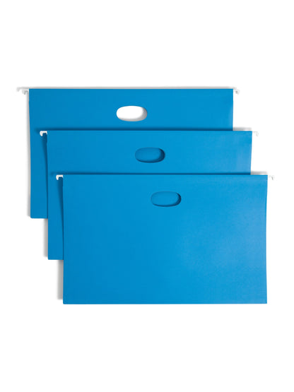 Hanging File Pockets with Tabs, 3" Expansion, Blue Color, Legal Size, Set of 25, 086486643702