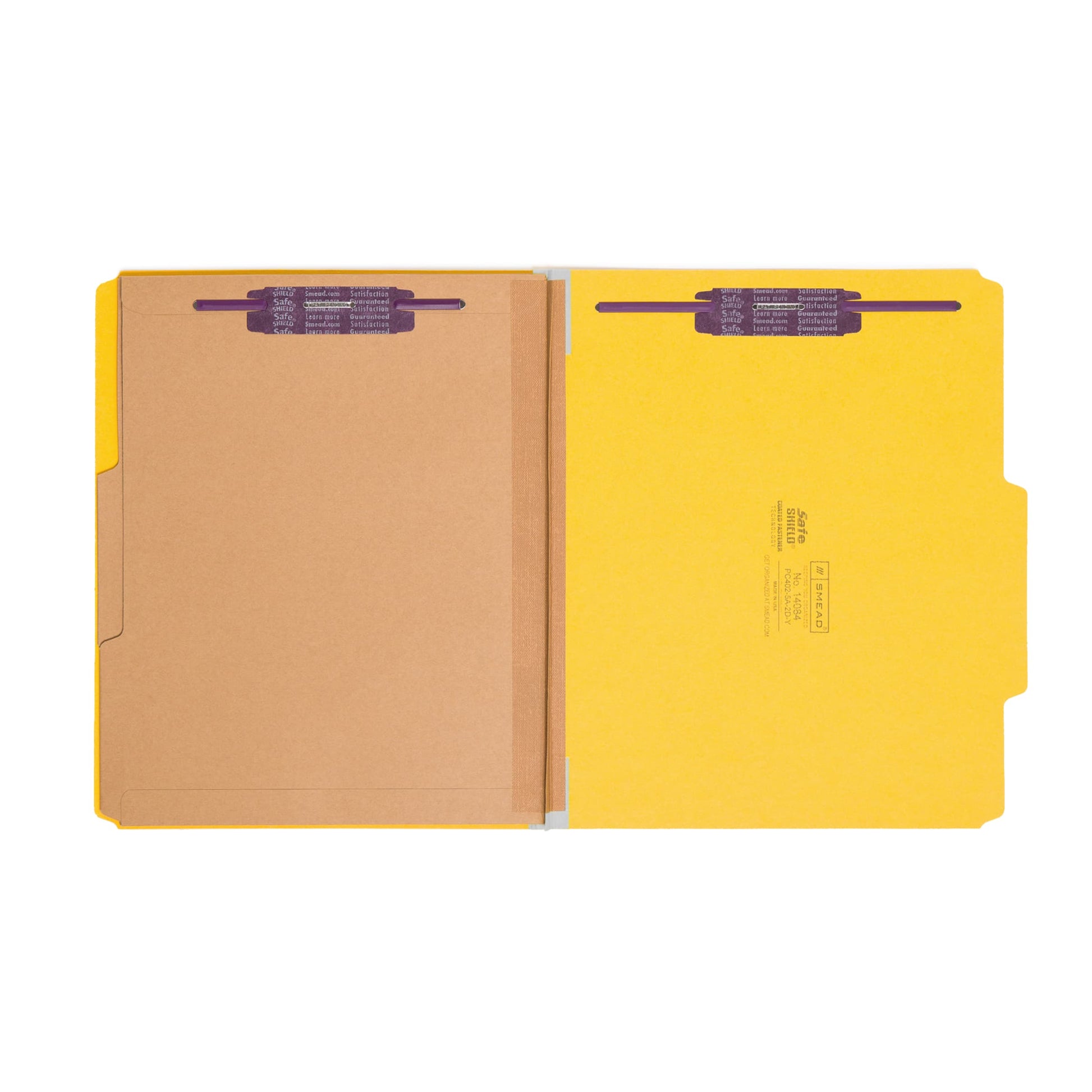 SafeSHIELD® Pressboard Classification File Folders with Pocket Dividers, Yellow Color, Letter Size, Set of 10, 30086486140844