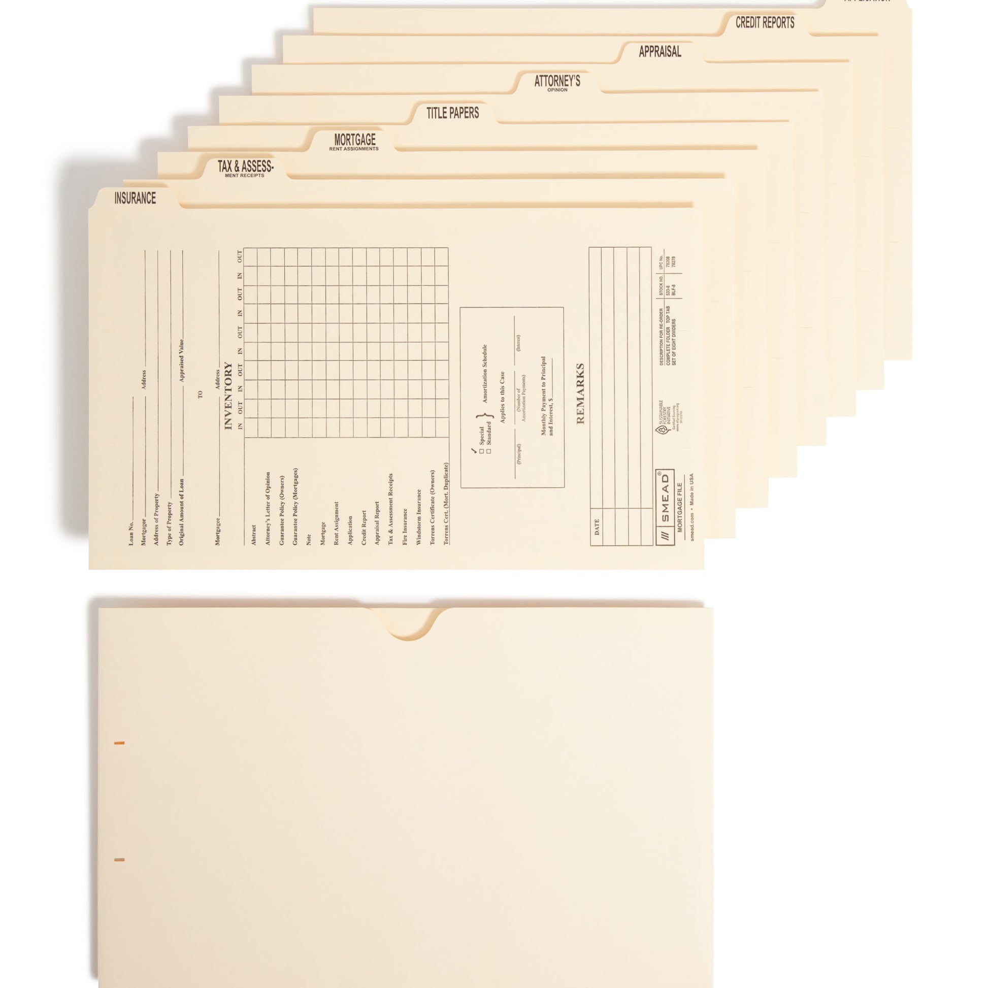 Pressboard Mortgage File Folder Dividers, Manila Color, Legal Size, Set of 8, 30086486782785
