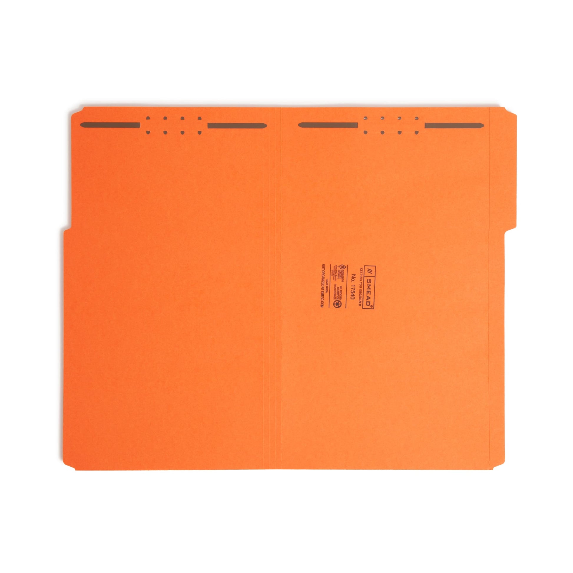 Reinforced Tab Fastener File Folders, 1/3-Cut Tab, 2 Fasteners, Orange Color, Legal Size, Set of 50, 086486175401