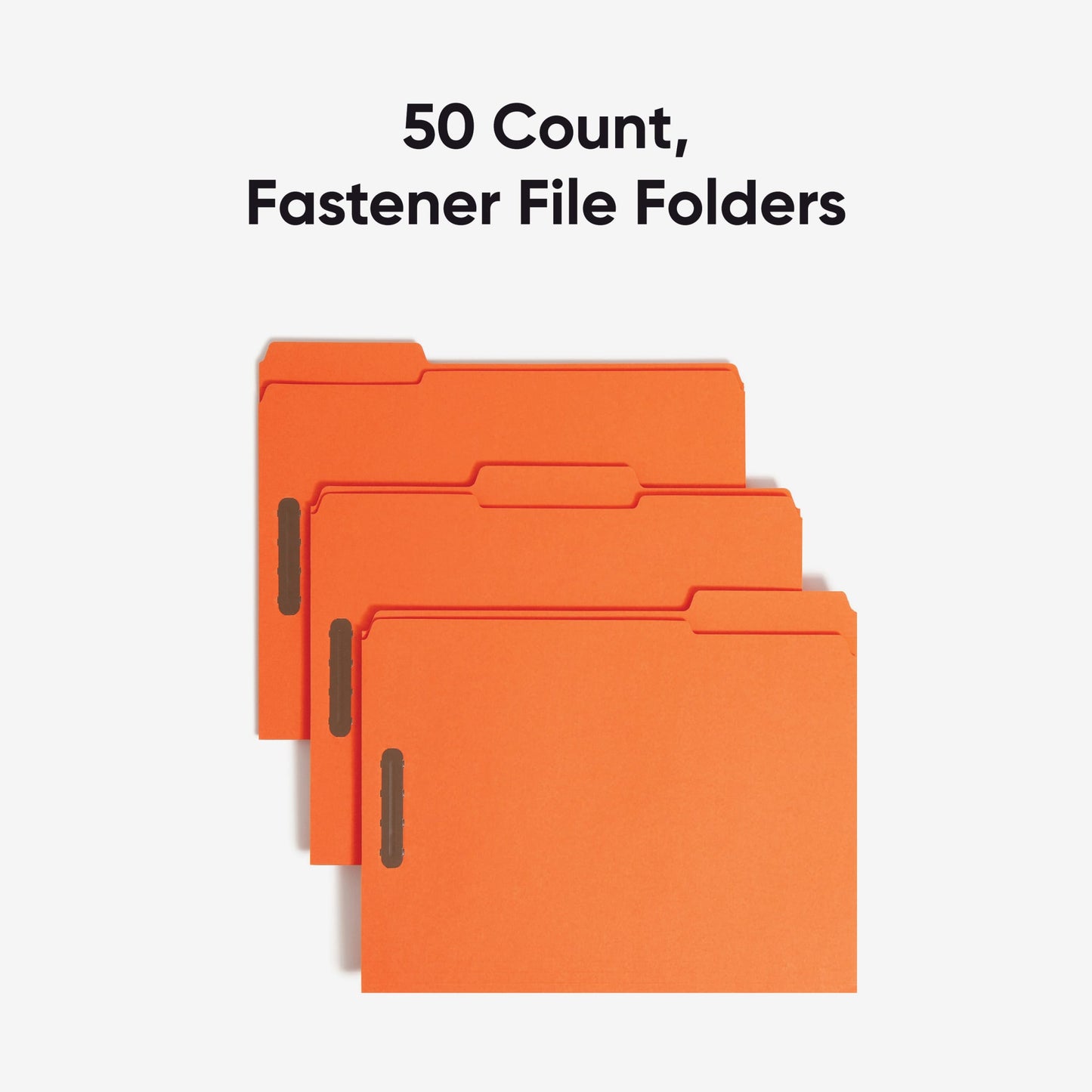 Reinforced Tab Fastener File Folders, 1/3-Cut Tab, 2 Fasteners, Orange Color, Letter Size, Set of 50, 086486125406