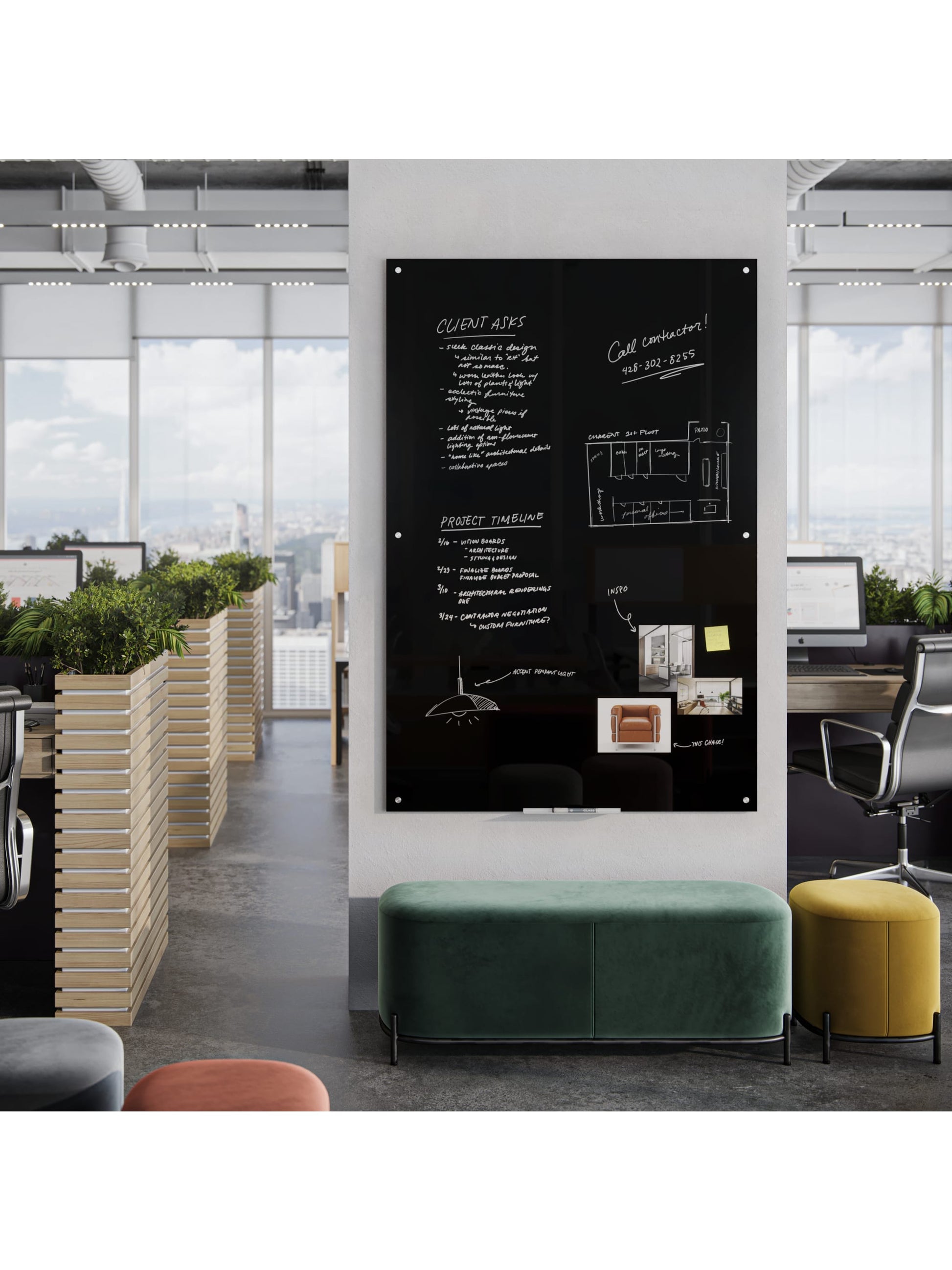Frameless Glass Non-Magnetic Dry Erase Board, N/A, Black, 6 x 4, 6 x 4, Black, 6 X 4 Size, Set of 1, 812296021733