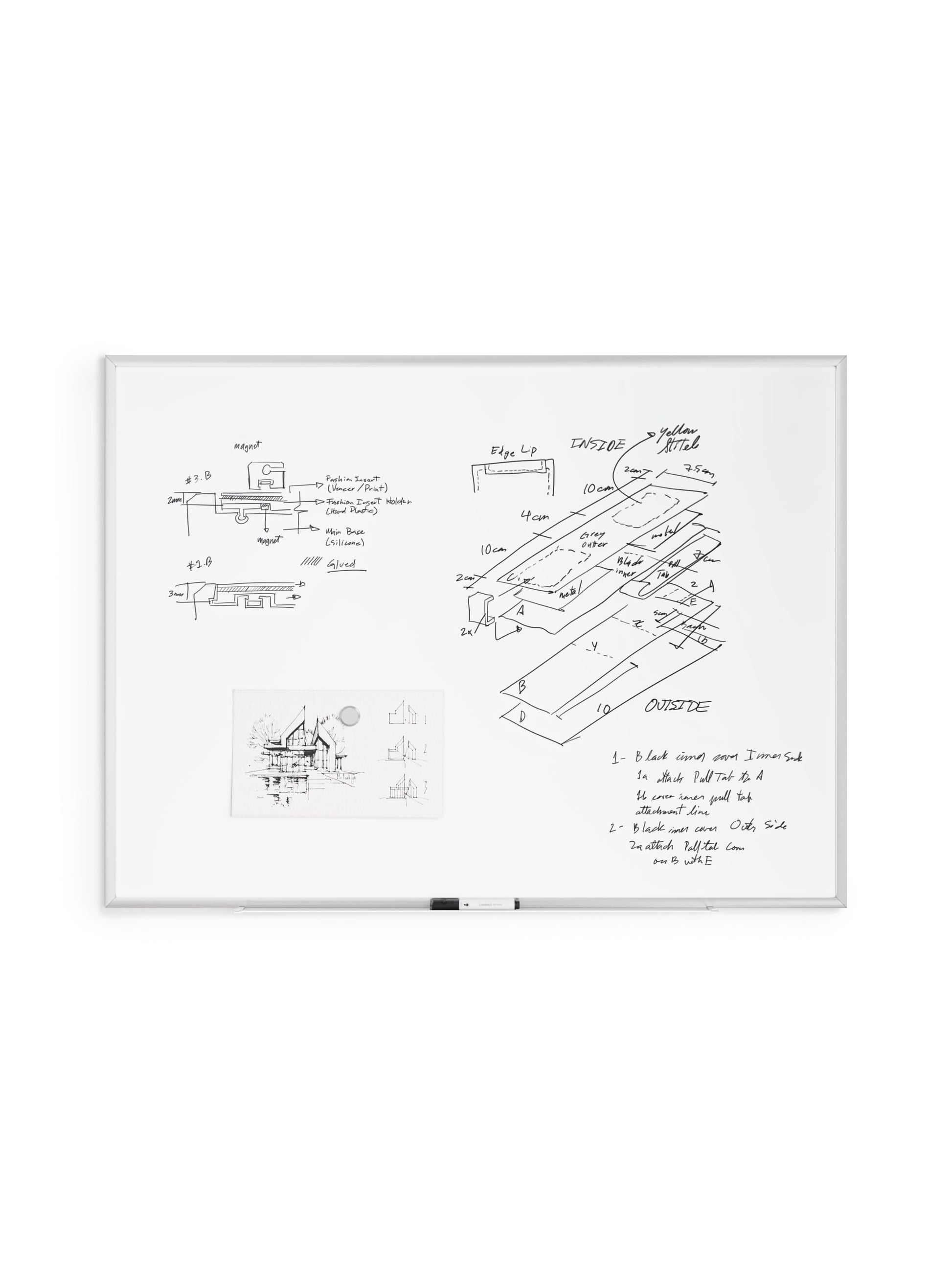 Metal Frame Dry Erase Board, Silver, White, 35" x 47", 4 x 3, White, 35" X 47" Size, Set of 1, 812296020729
