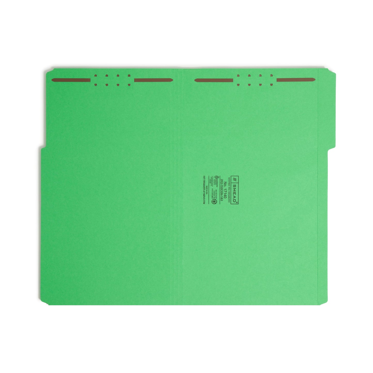 Reinforced Tab Fastener File Folders, 1/3-Cut Tab, 2 Fasteners, Green Color, Legal Size, Set of 50, 086486171403