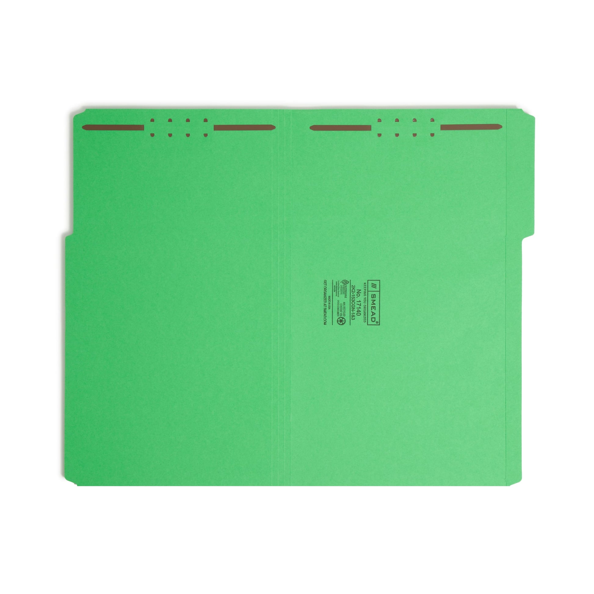 Reinforced Tab Fastener File Folders, 1/3-Cut Tab, 2 Fasteners, Green Color, Legal Size, Set of 50, 086486171403