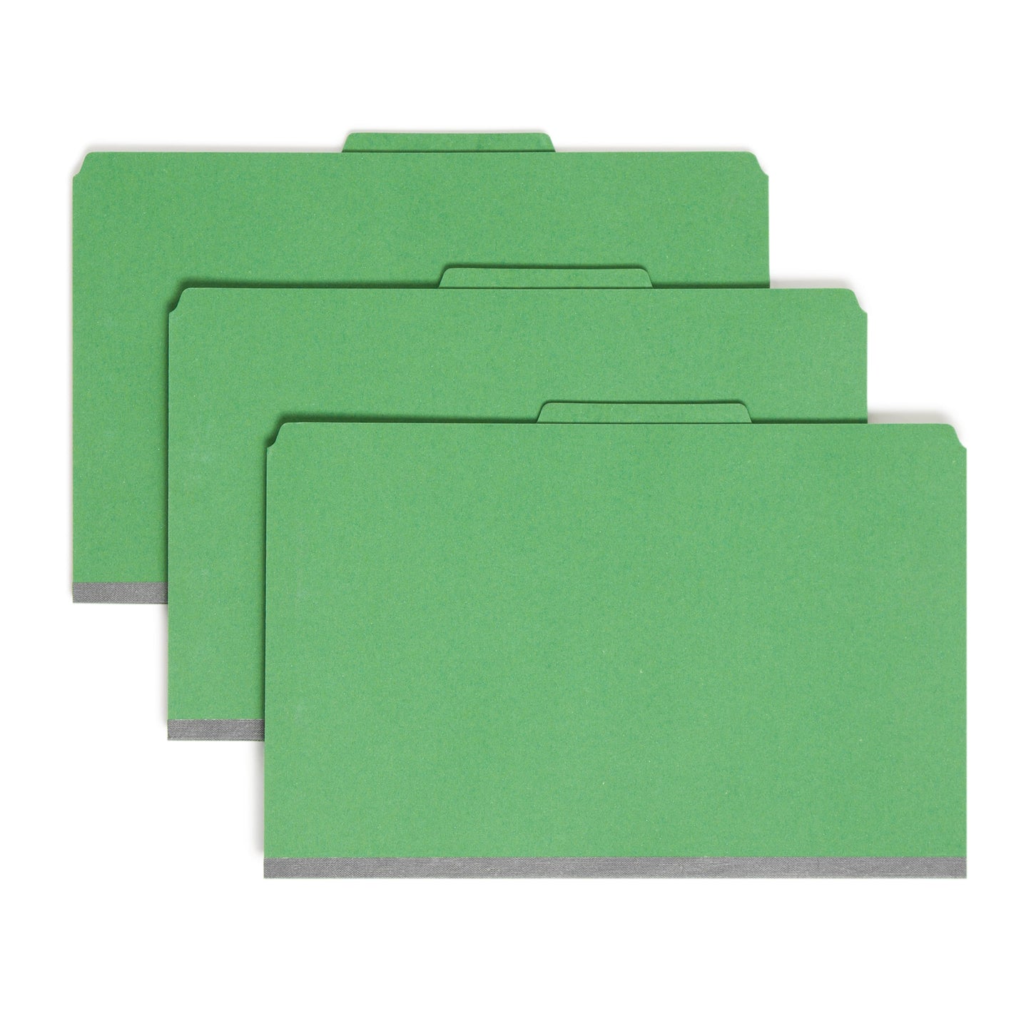 SafeSHIELD® Pressboard Classification File Folders, 3 Dividers, 3 inch Expansion, 2/5-Cut Tab, Green Color, Legal Size, Set of 10, 30086486190979